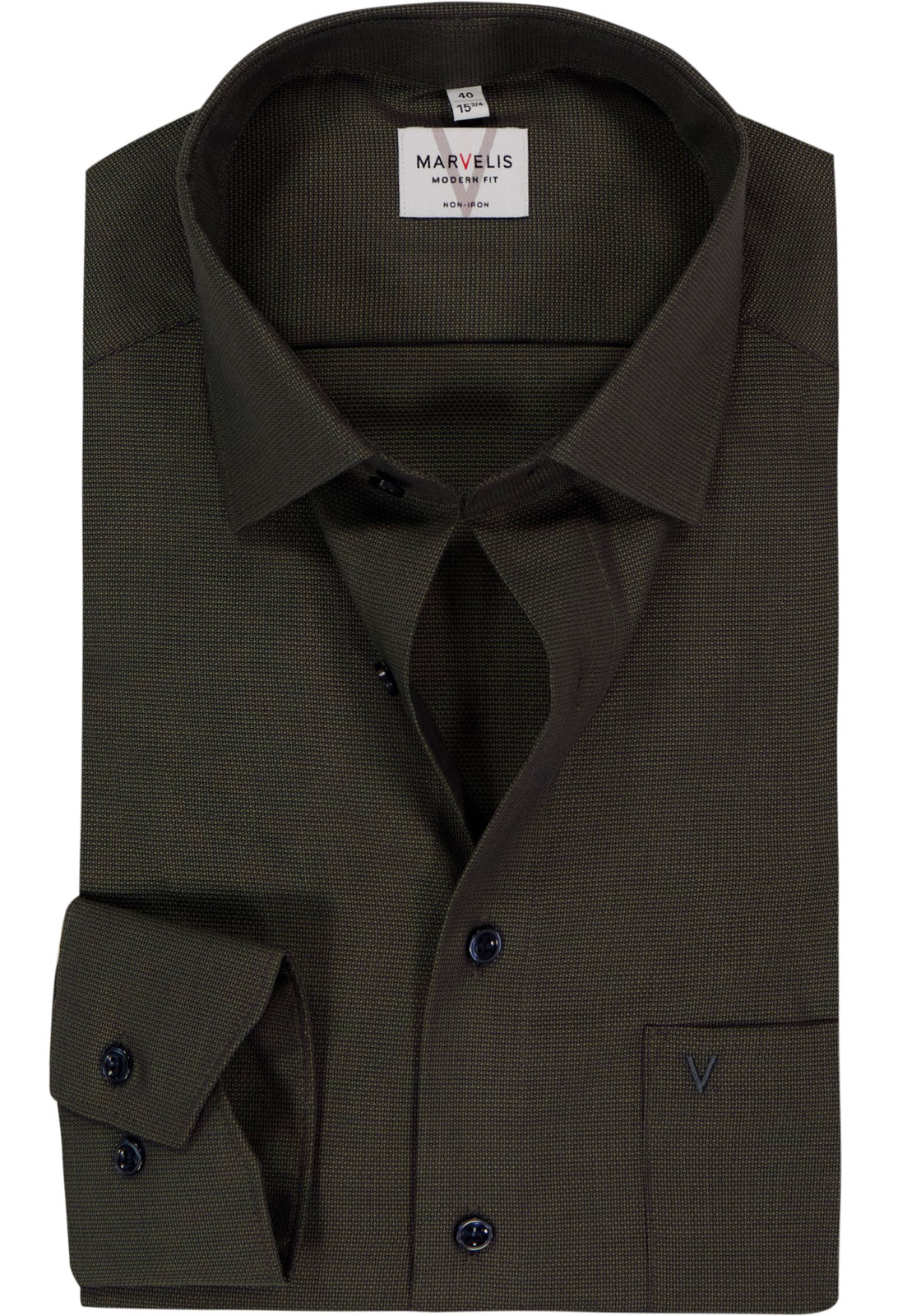 MARVELIS modern fit overhemd, structuur, olijfgroen MARVELIS modern fit overhemd, structuur, olijfgroen