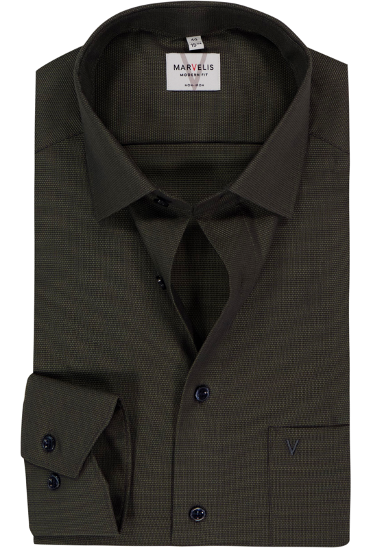 MARVELIS modern fit overhemd, structuur, olijfgroen MARVELIS modern fit overhemd, structuur, olijfgroen
