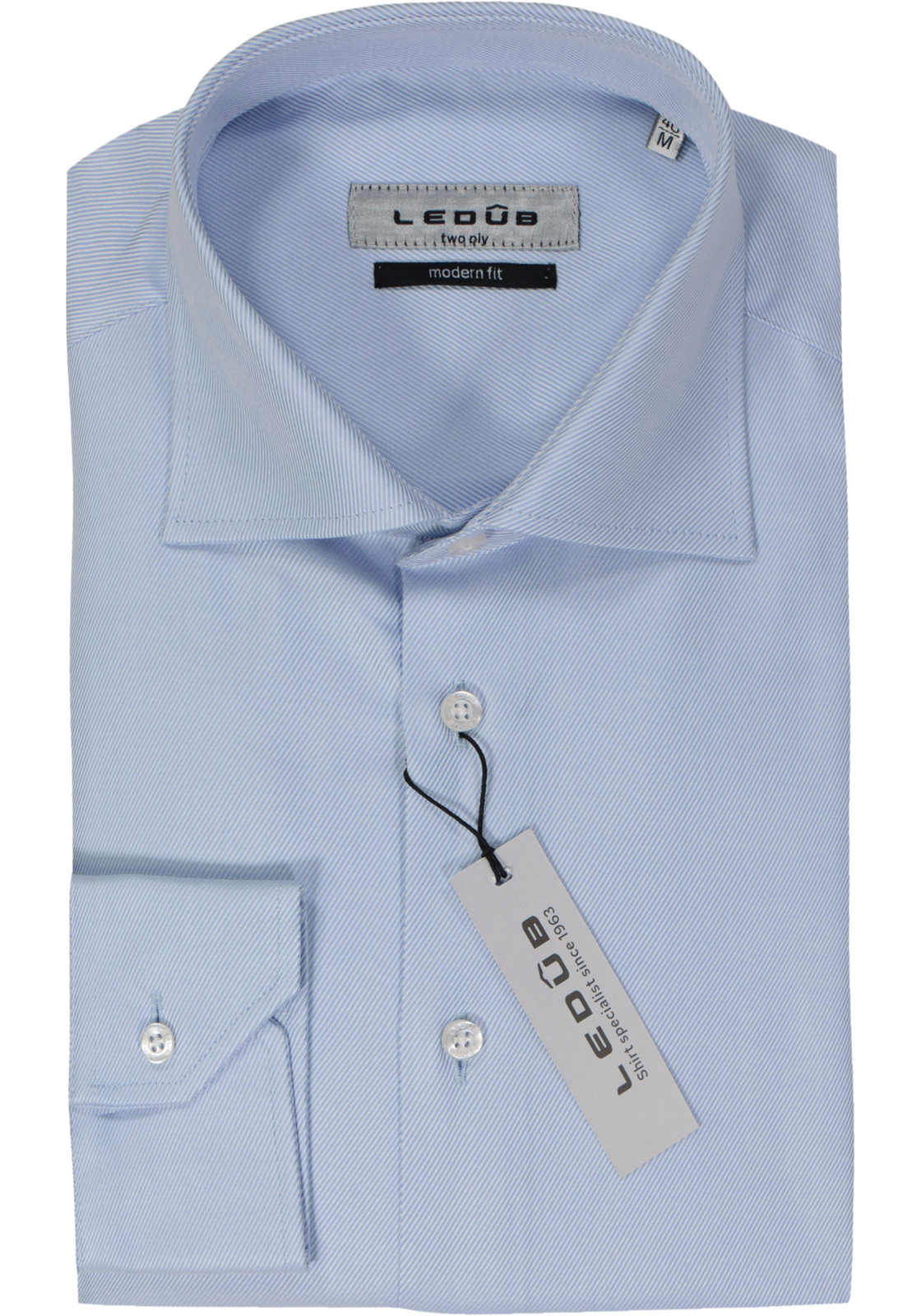 Ledub modern fit overhemd, lichtblauw twill  Ledub modern fit overhemd, lichtblauw twill