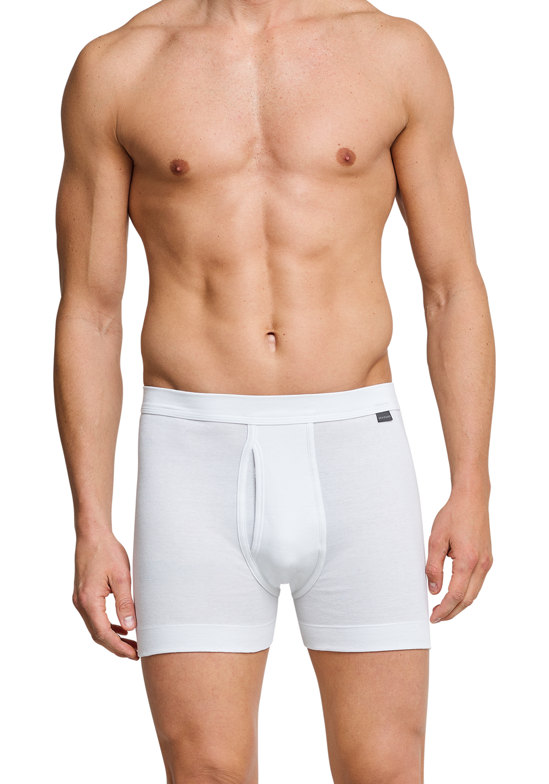 4-4007062941094-schiesser-boxer-1p_HR SCHIESSER Cotton Essentials lange short (1-pack), Feinripp met gulp, wit