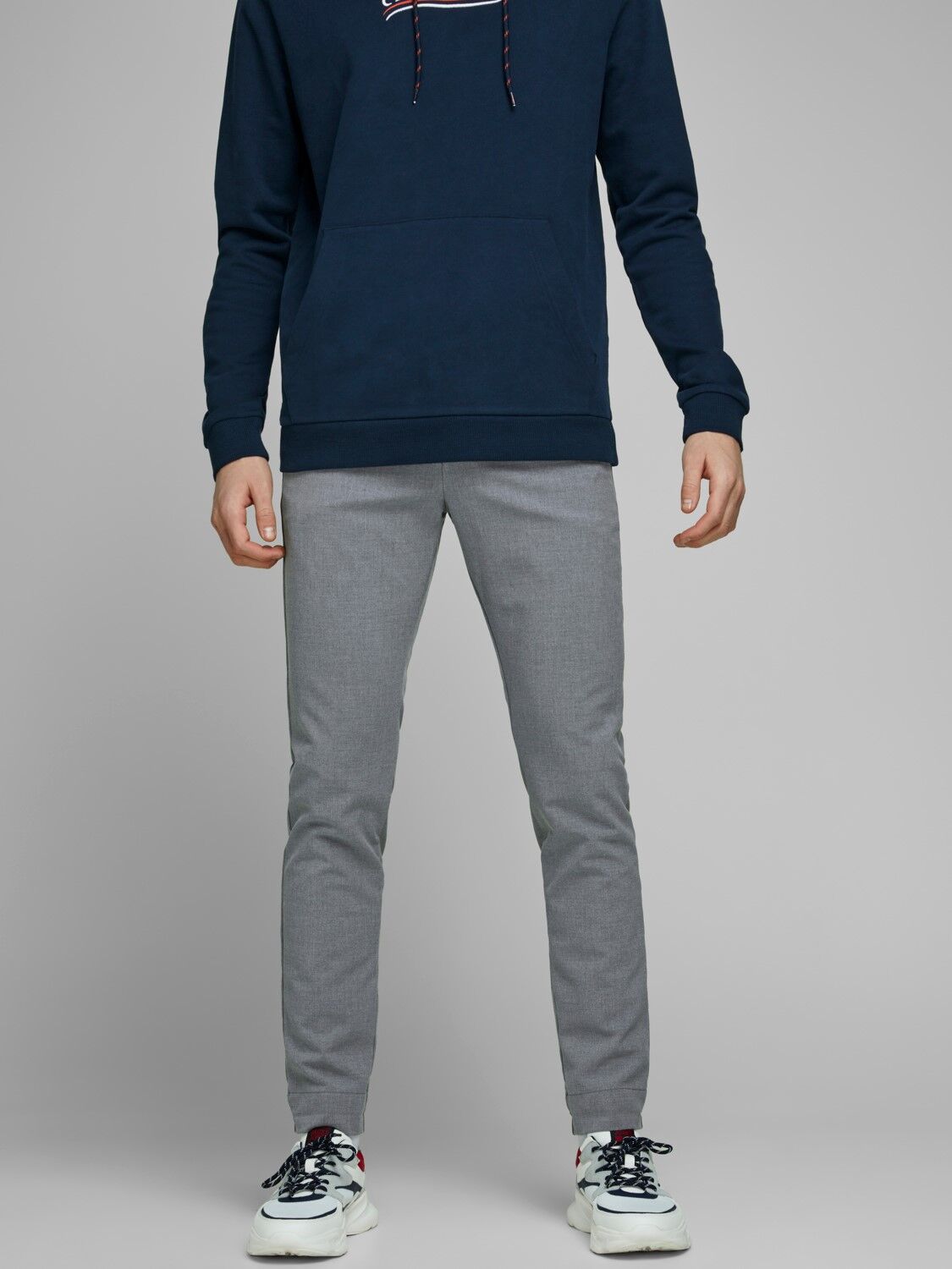 JACK & JONES Marco Connor Grey Mel loose fit, heren chino, grijs melange