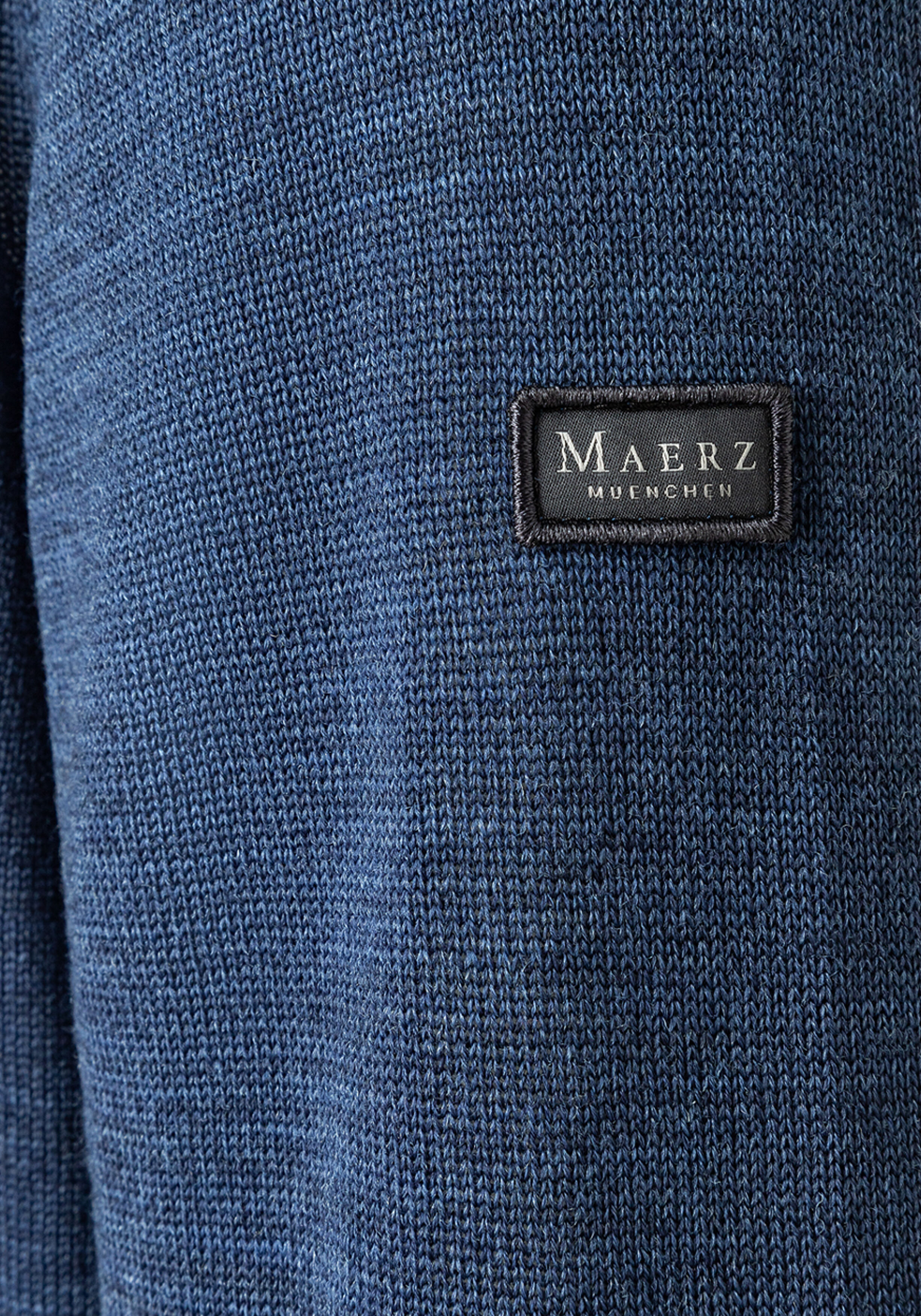 MAERZ Classic Fit heren trui met turtleneck wol, middenblauw