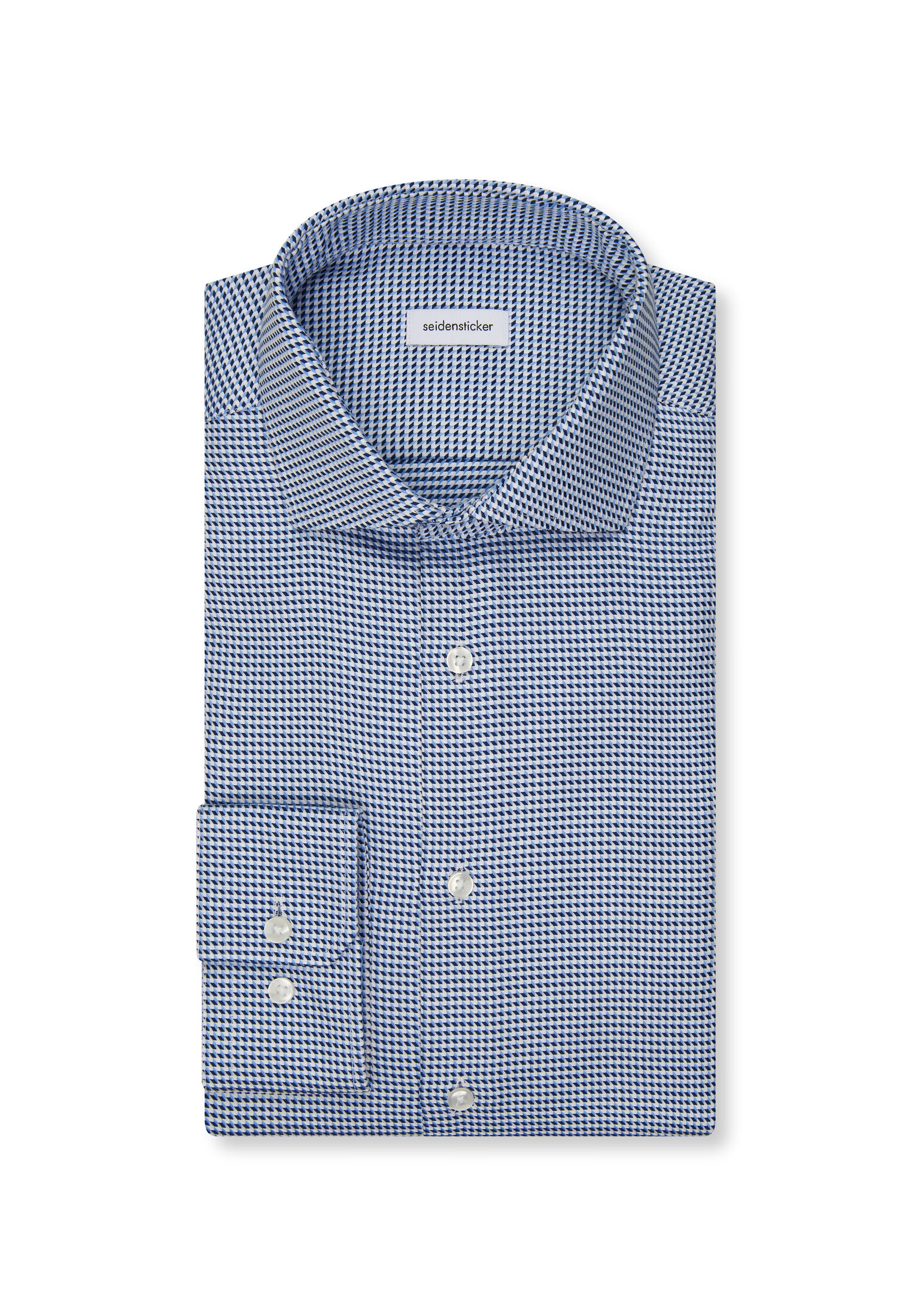Seidensticker regular fit overhemd, popeline, blauw geruit
