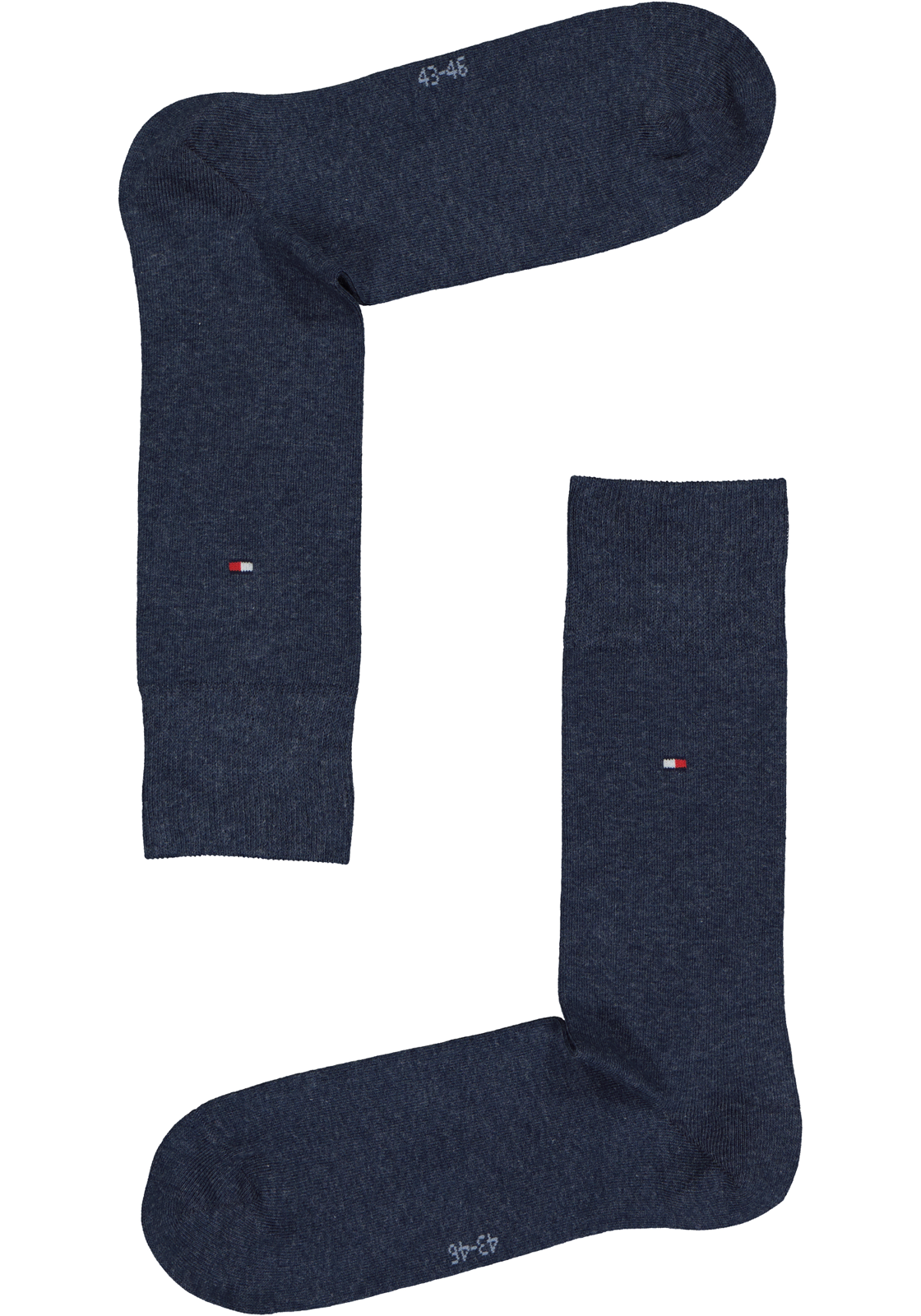 7-8718824979175_sok_HR Tommy Hilfiger Check Socks (2-pack), herensokken katoen, geruit en uni, jeans blauw