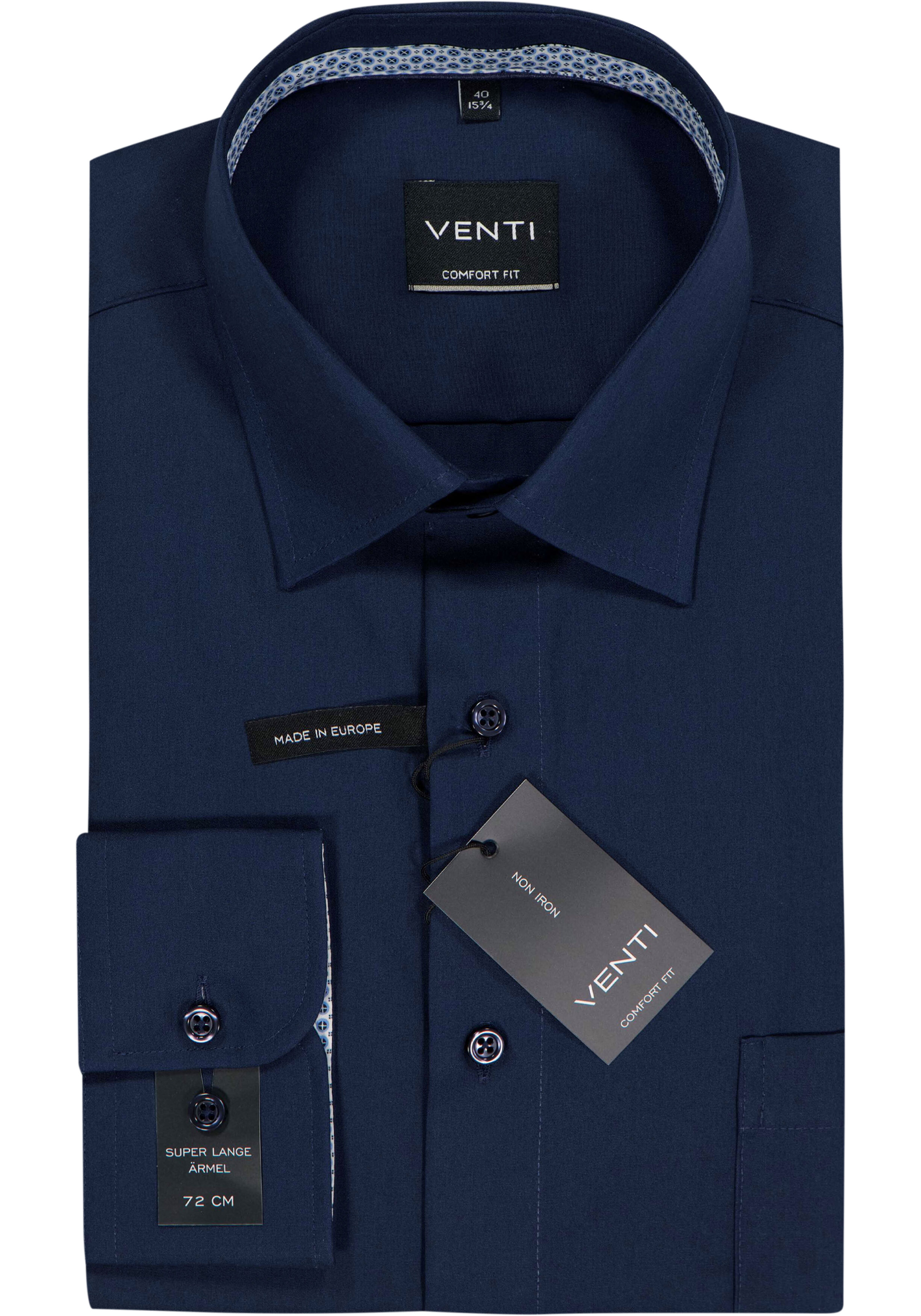 VENTI CASA MODA comfort fit overhemd, mouwlengte 72 cm, structuur, donkerblauw