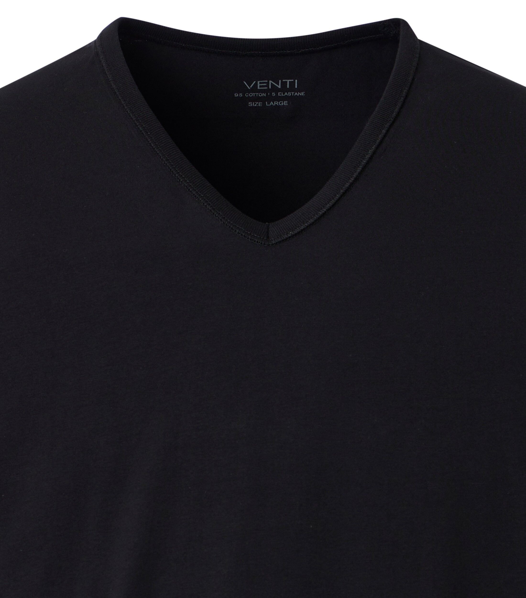 VENTI modern heren T-shirt (2-pack), zwart