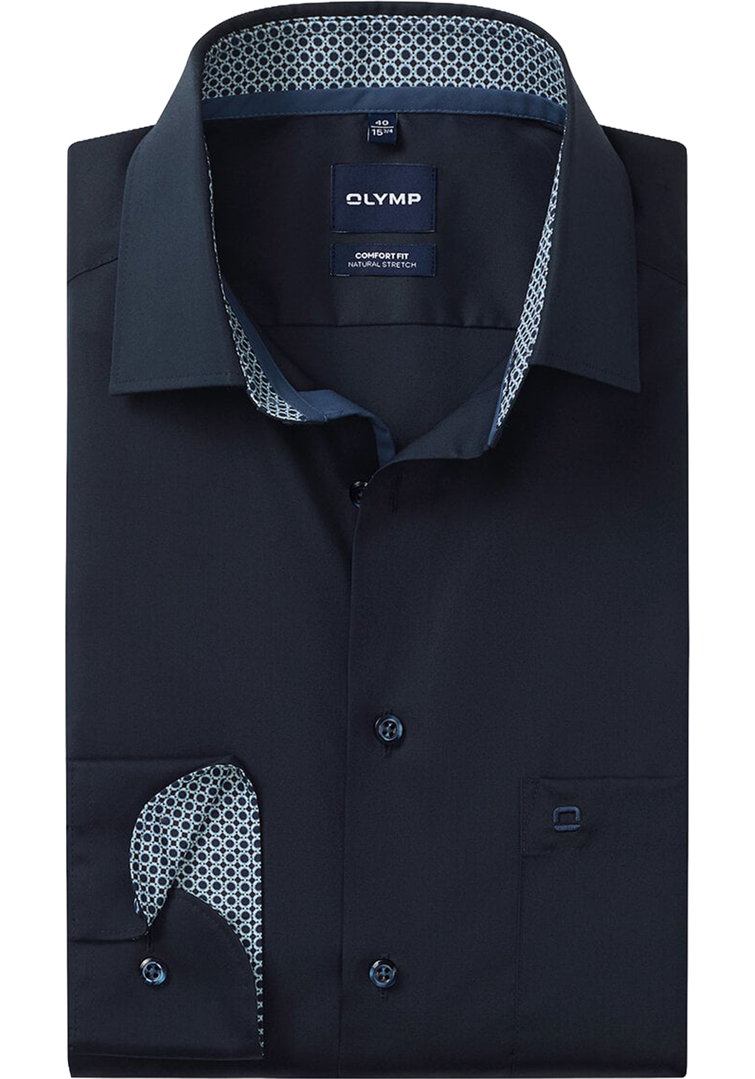 OLYMP Luxor comfort fit overhemd, popeline, marine blauw