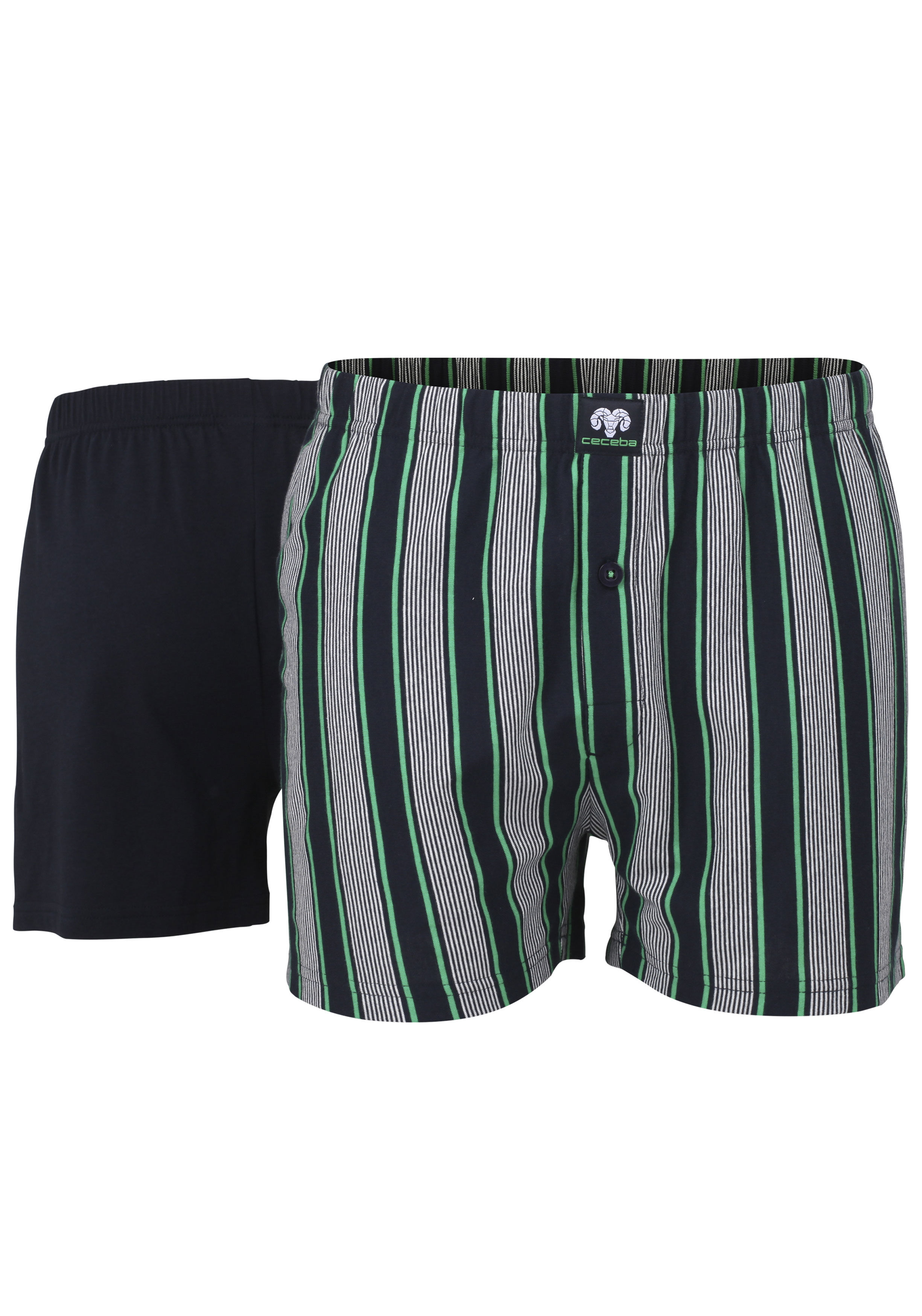 Ceceba heren boxershorts wijd model met gulp (1-pack), donkerblauw gestreept
