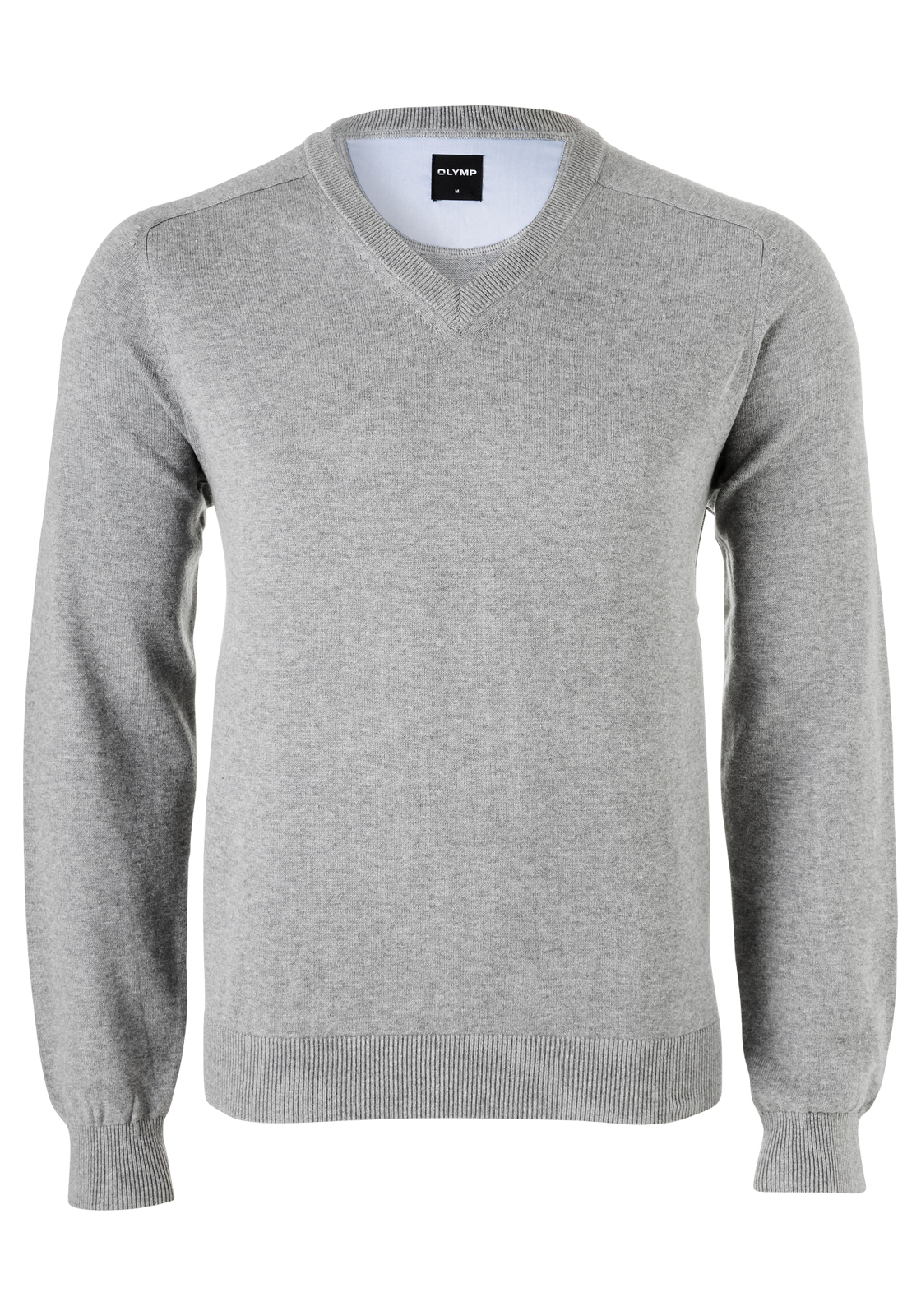 Olymp01601063 OLYMP modern fit trui katoen, V-hals, grijs