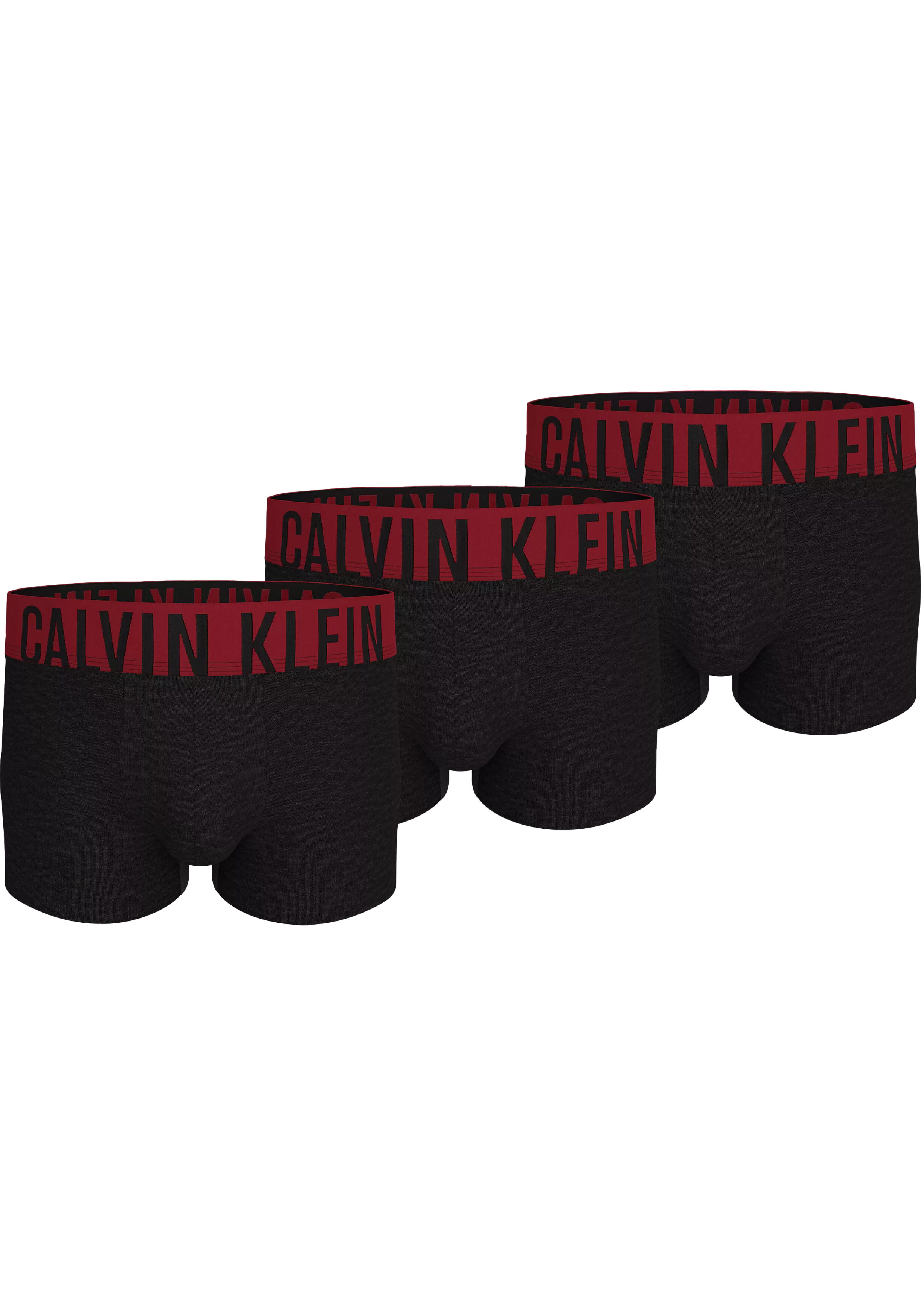 Calvin Klein Trunk (3-pack), heren boxers normale lengte, zwart met gekleurde tailleband