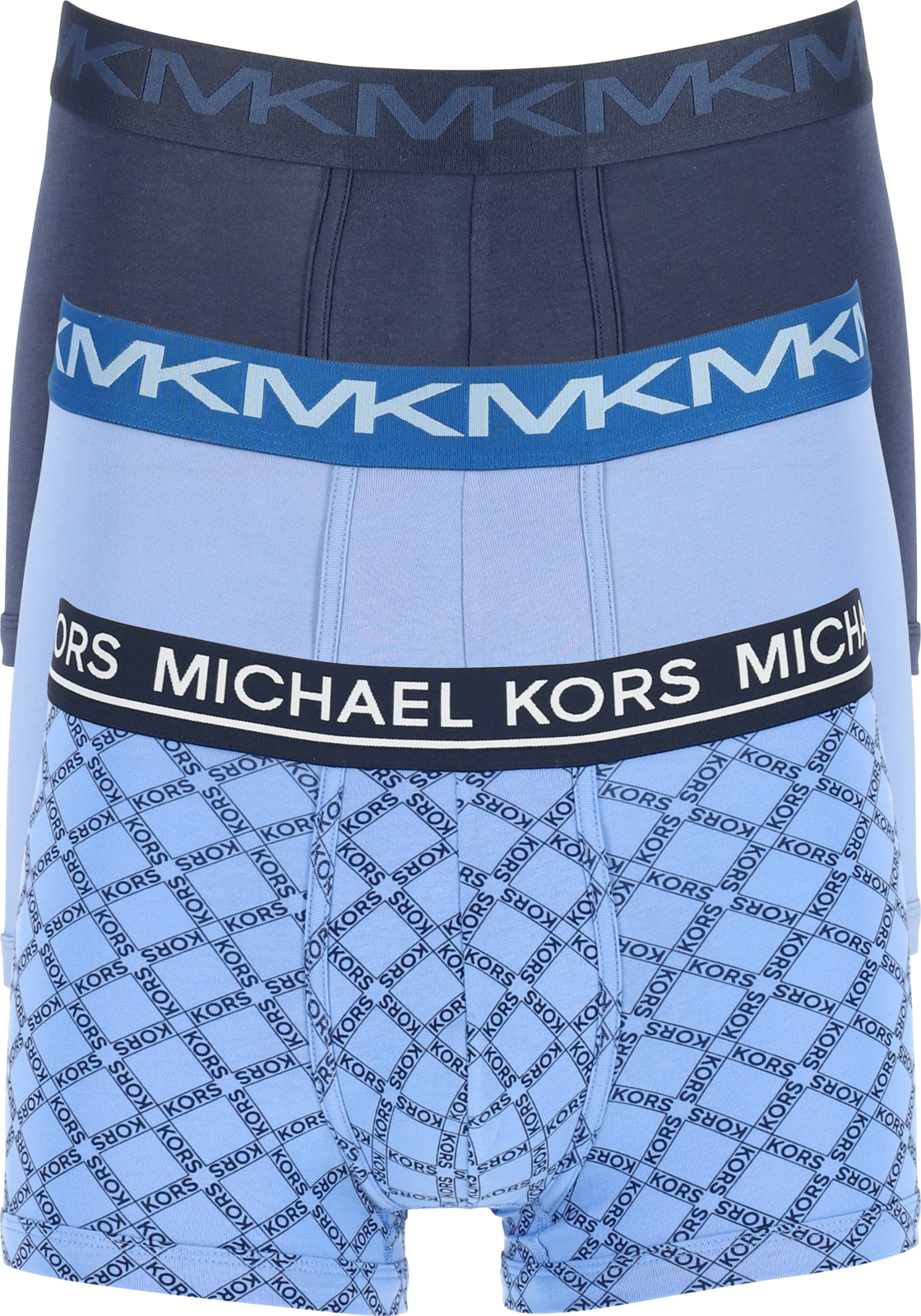 01-196839876135-Michael_Kors-MK_BX_blauw_3P_6S41T10033505_360_HR Michael Kors lage heren boxers kort (3-pack), donker- en lichtblauw en print
