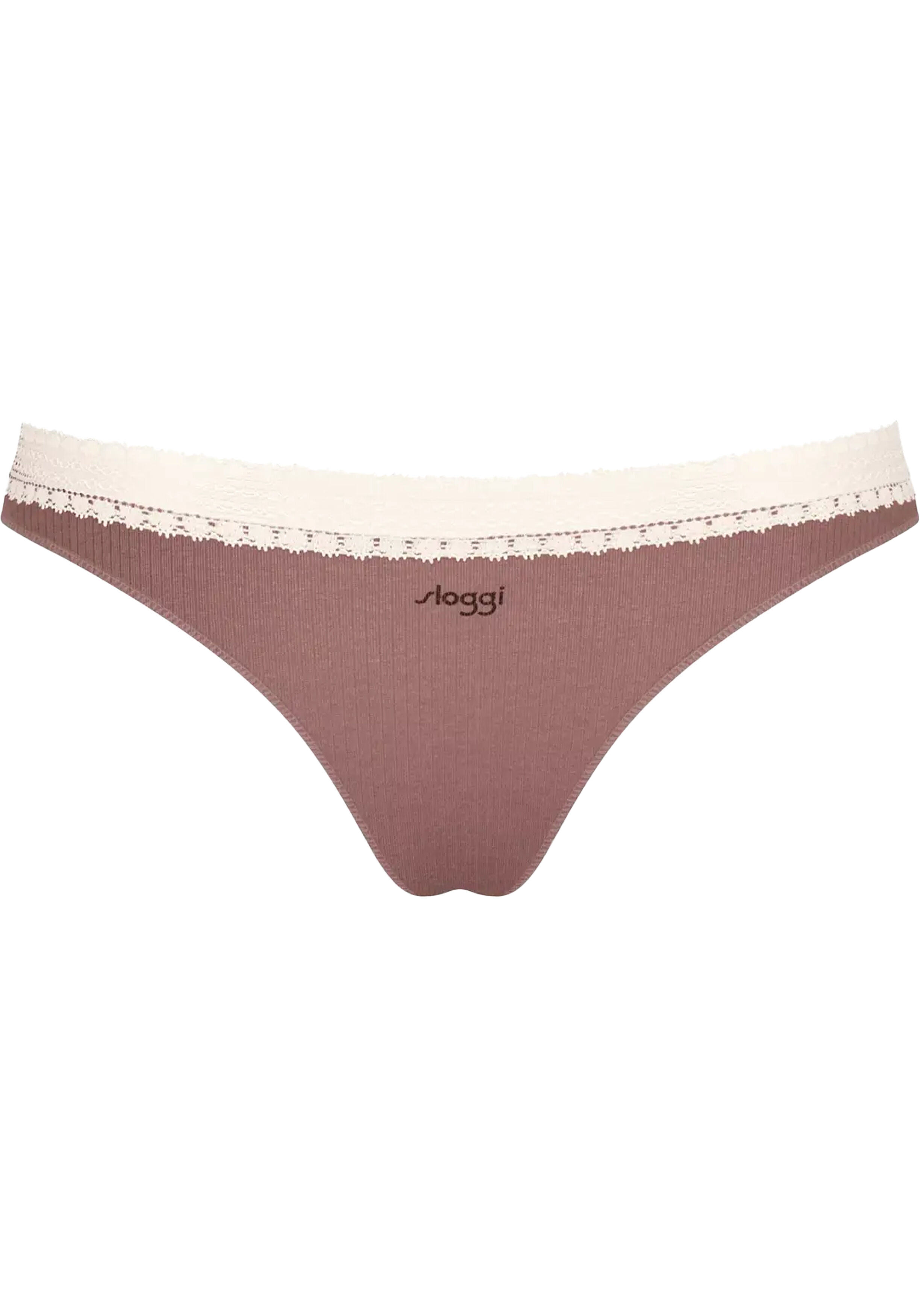 Sloggi Women GO Ribbed R Brazil (2-pack), dames slip, lichtbruin en ecru