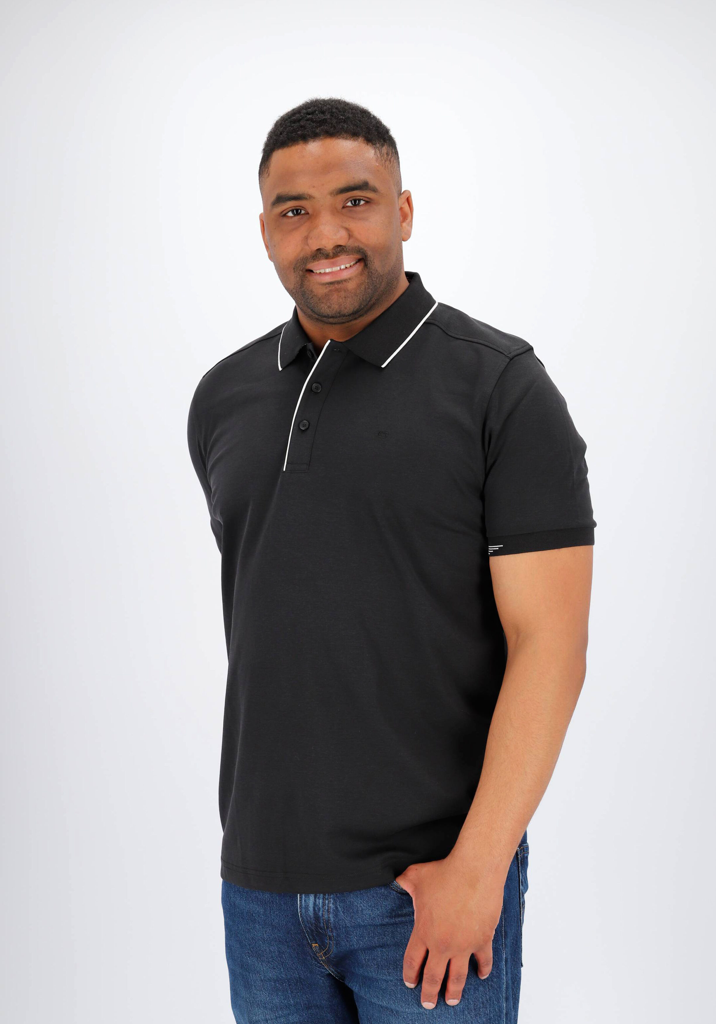 OLYMP Polo Casual, modern fit polo, zwart