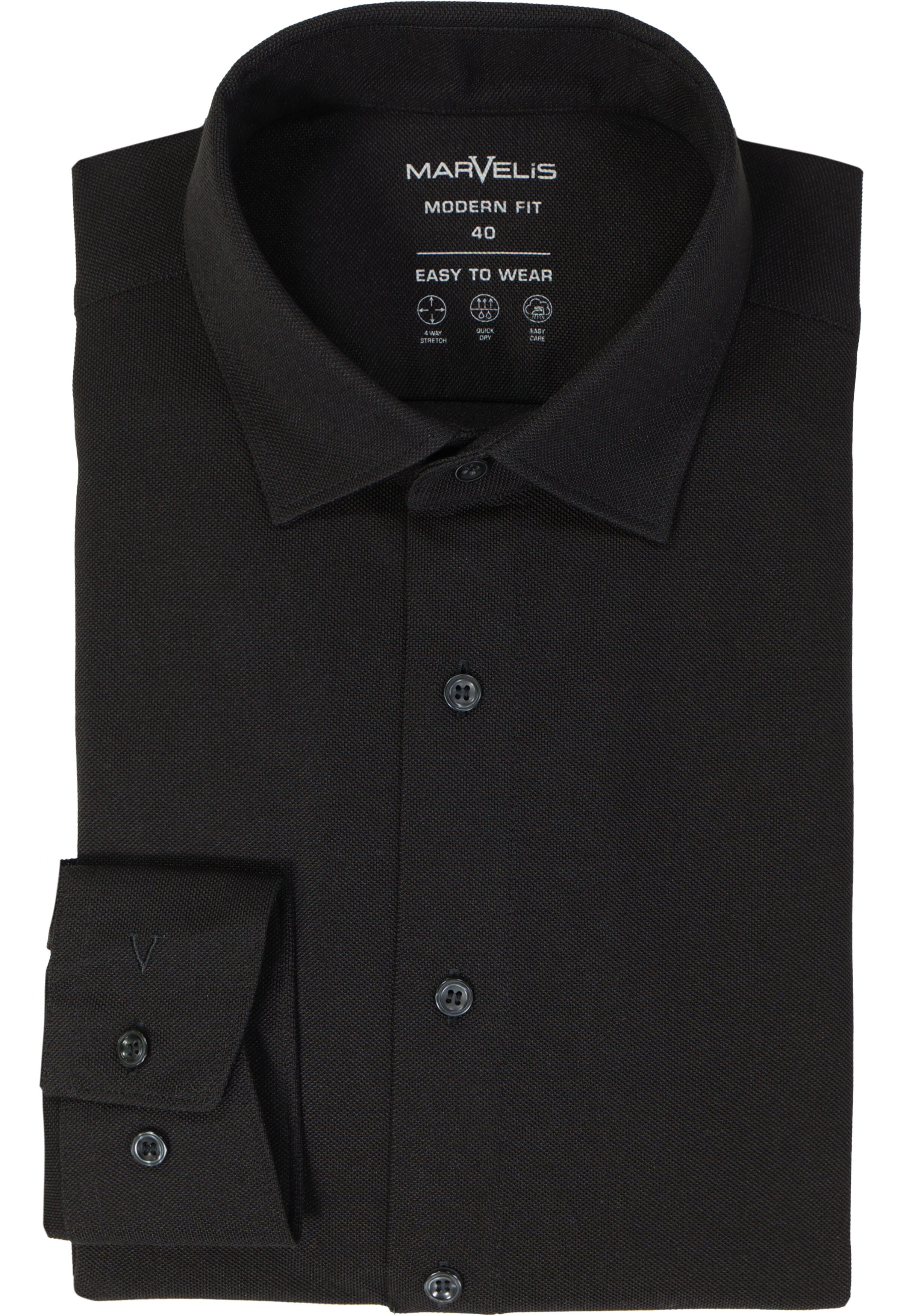 MARVELIS jersey modern fit overhemd, zwart tricot