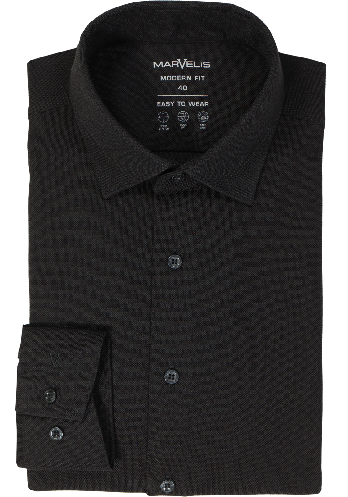 MARVELIS jersey modern fit overhemd, zwart tricot MARVELIS jersey modern fit overhemd, zwart tricot