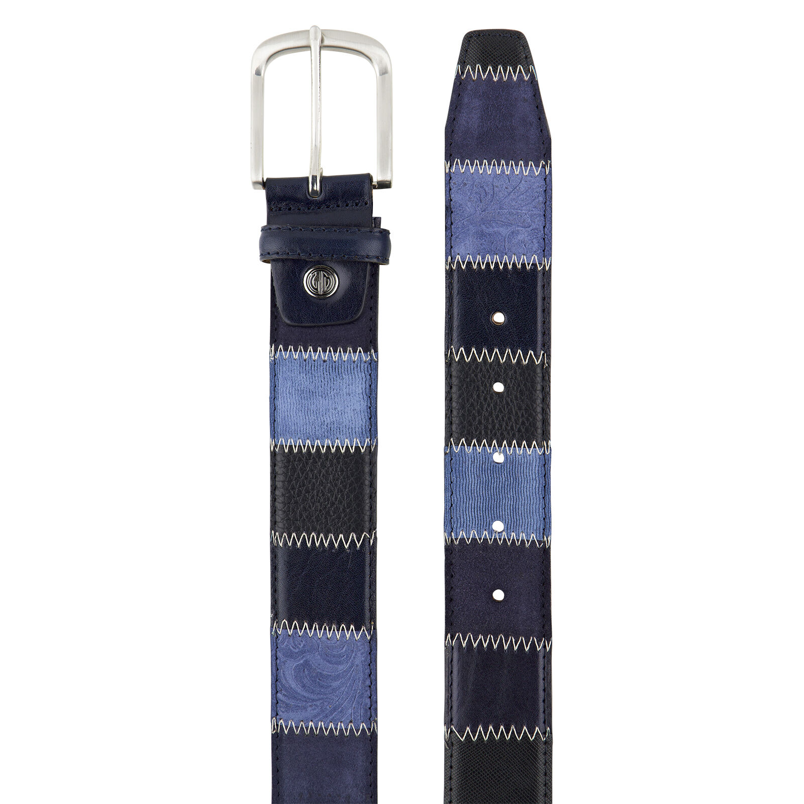 LINDENMANN leren heren riem, blauw