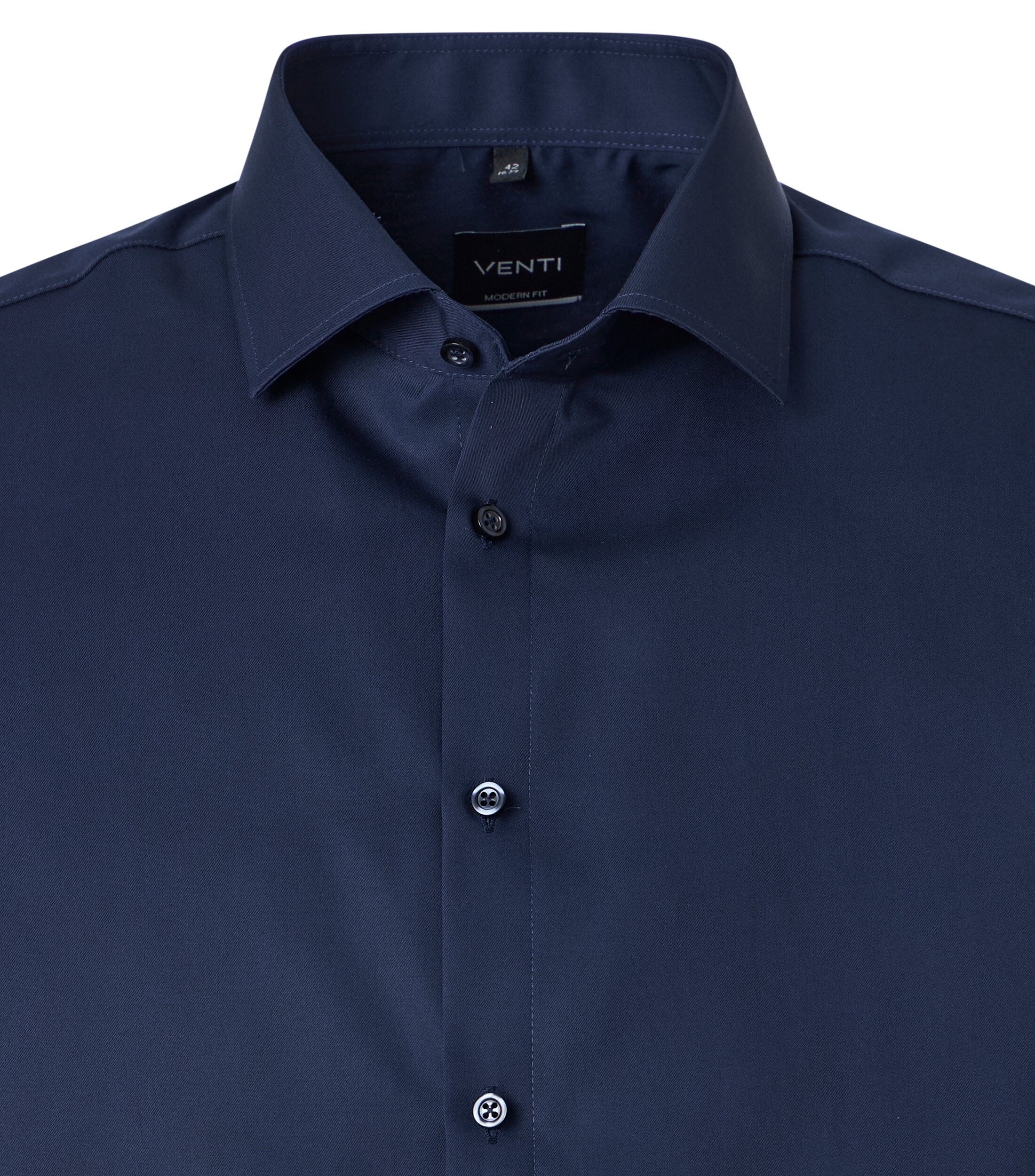VENTI modern fit overhemd, korte mouw, twill, donkerblauw