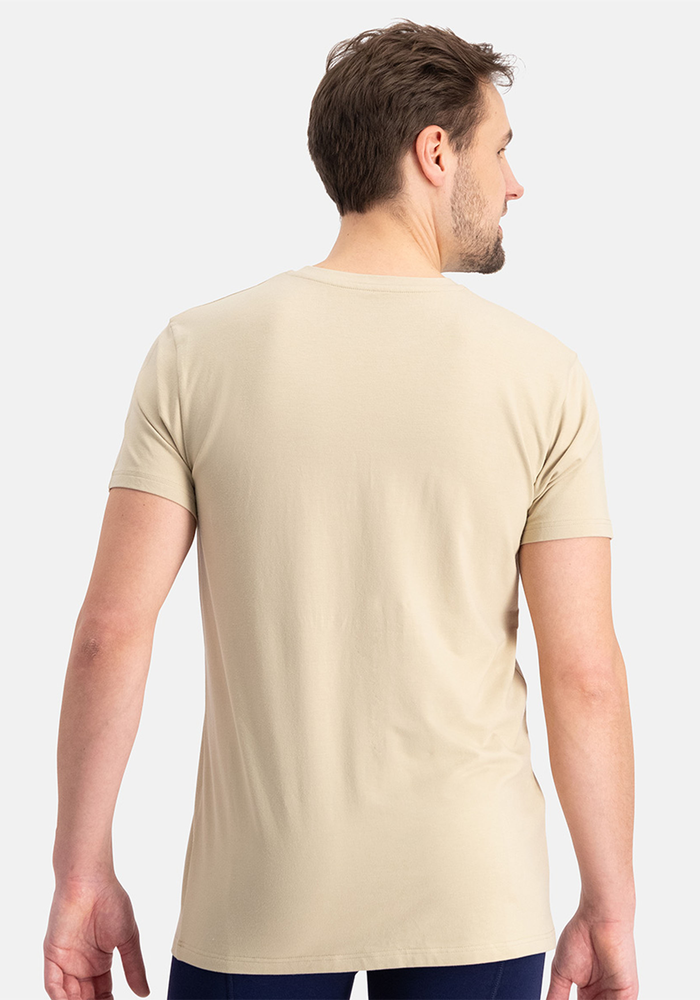 Bamboo Basics Ruben round neck T-shirt (2-pack), heren T-shirt O-hals, licht kaki