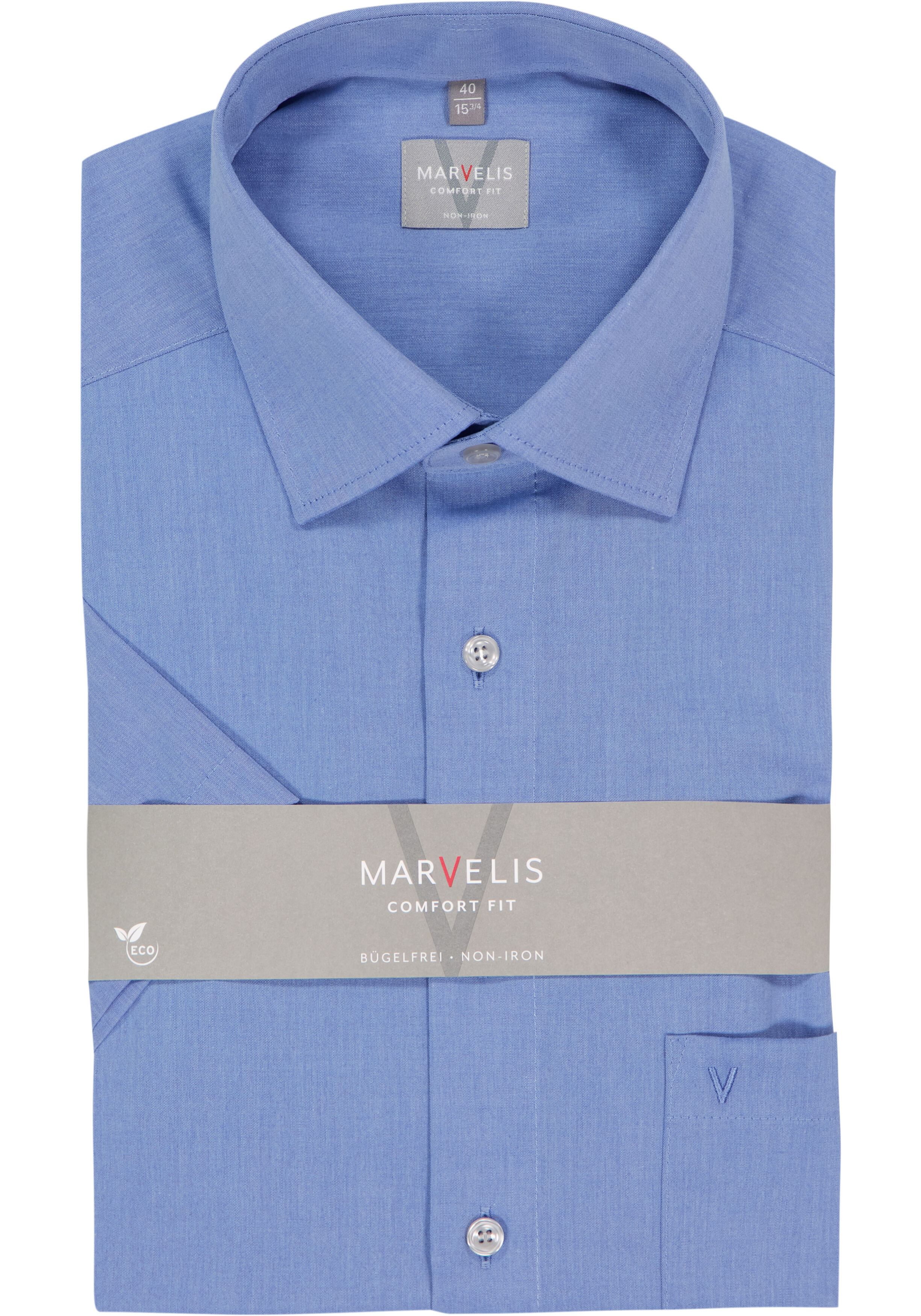 MARVELIS comfort fit overhemd, korte mouw, blauw