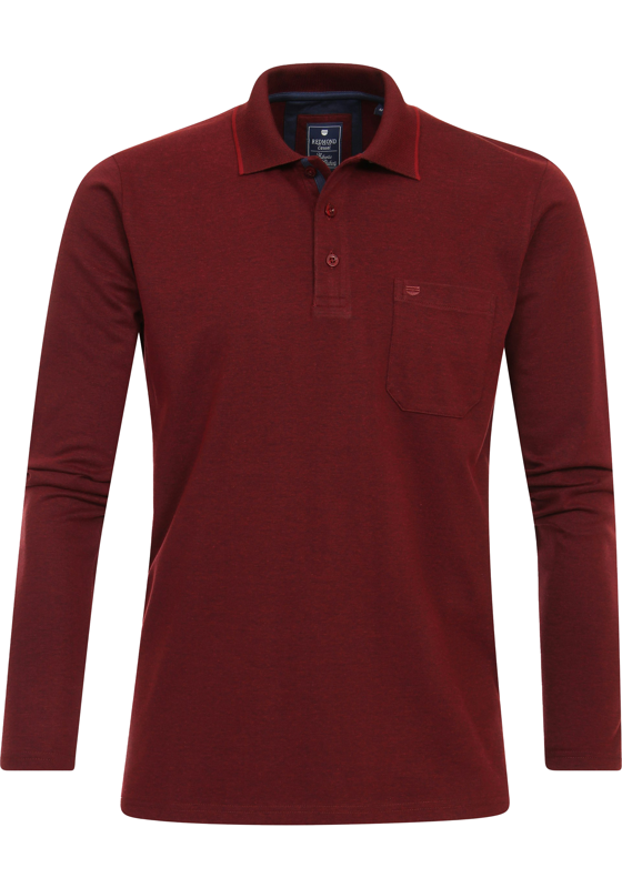Redmond regular fit polo lange mouw, jersey, rood Redmond regular fit polo lange mouw, jersey, rood
