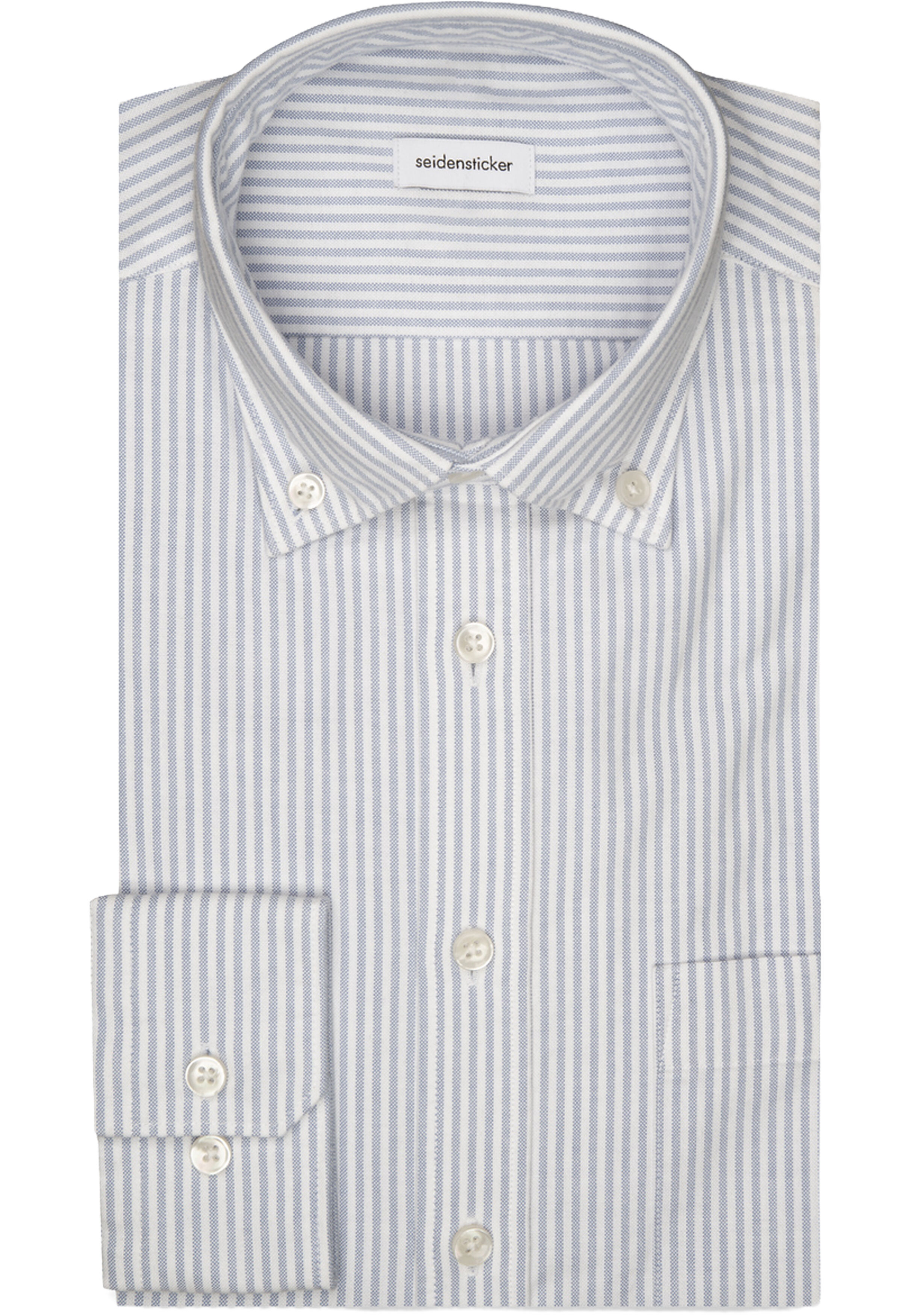 Seidensticker slim fit overhemd, popeline, blauw gestreept