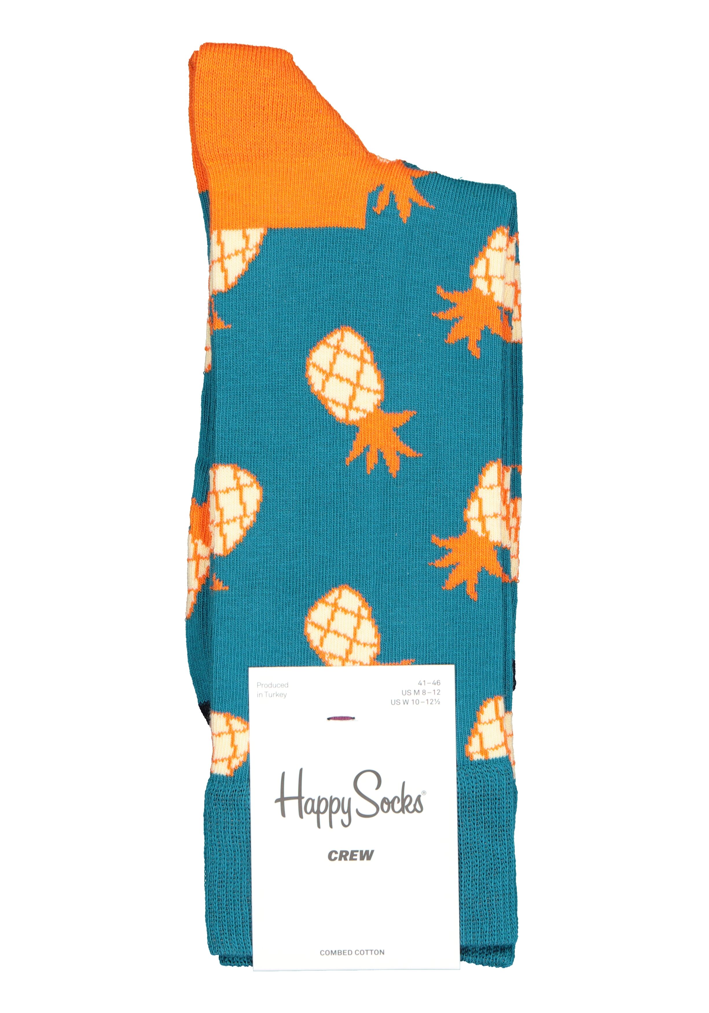 Happy Socks Pineapple Sock, petrol met oranje ananas