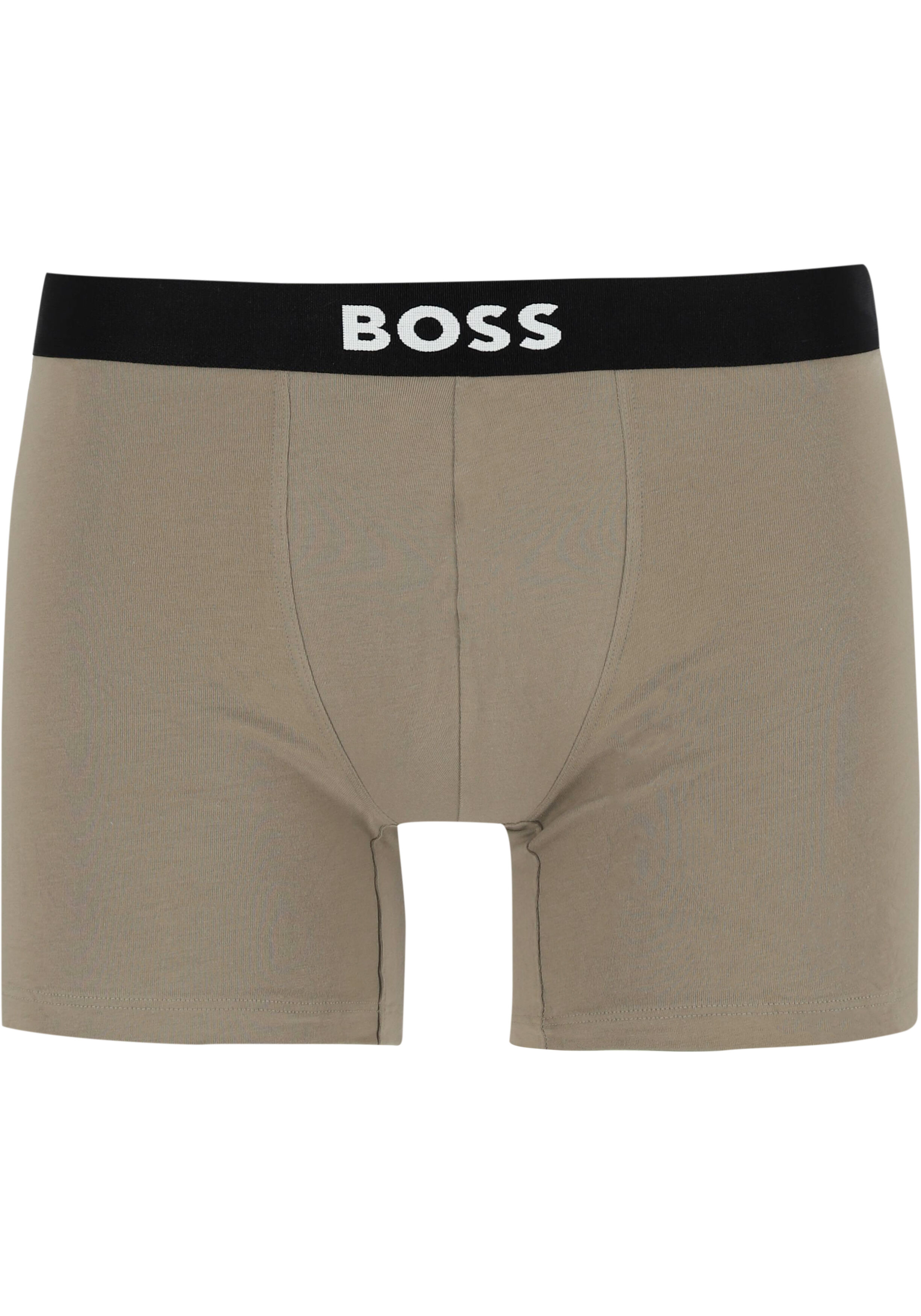 HUGO BOSS ONE boxer briefs (3-pack), heren boxers normale lengte, zwart, olijfgroen, middenblauw
