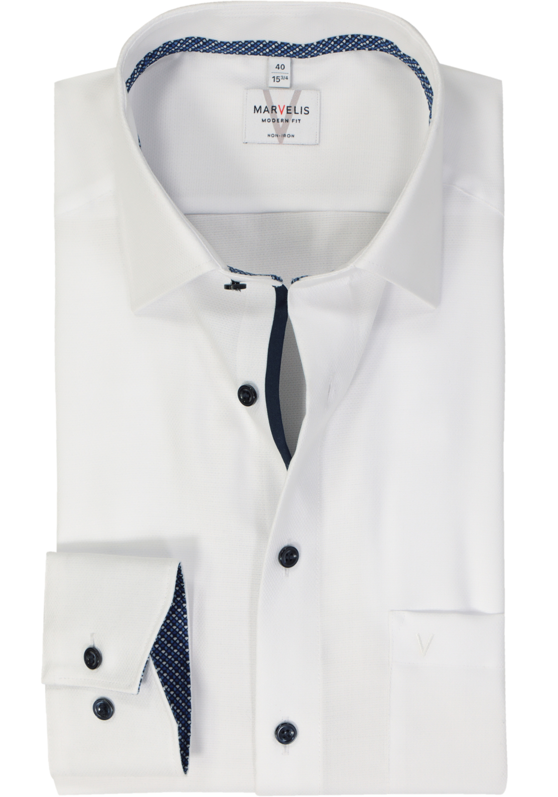 MARVELIS modern fit overhemd, mouwlengte 7, structuur, wit MARVELIS modern fit overhemd, mouwlengte 7, structuur, wit