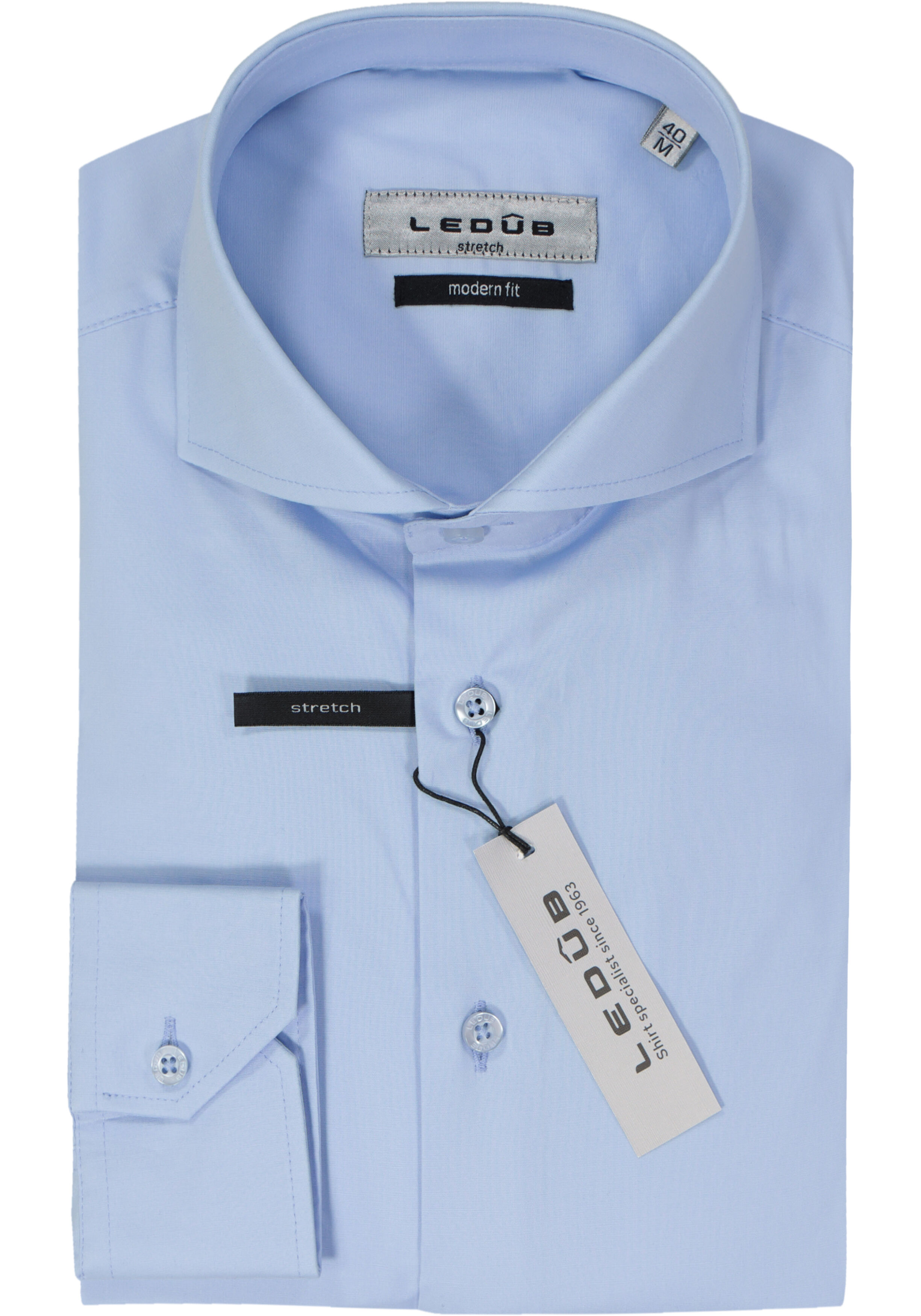 Ledub modern fit overhemd, lichtblauw stretch
