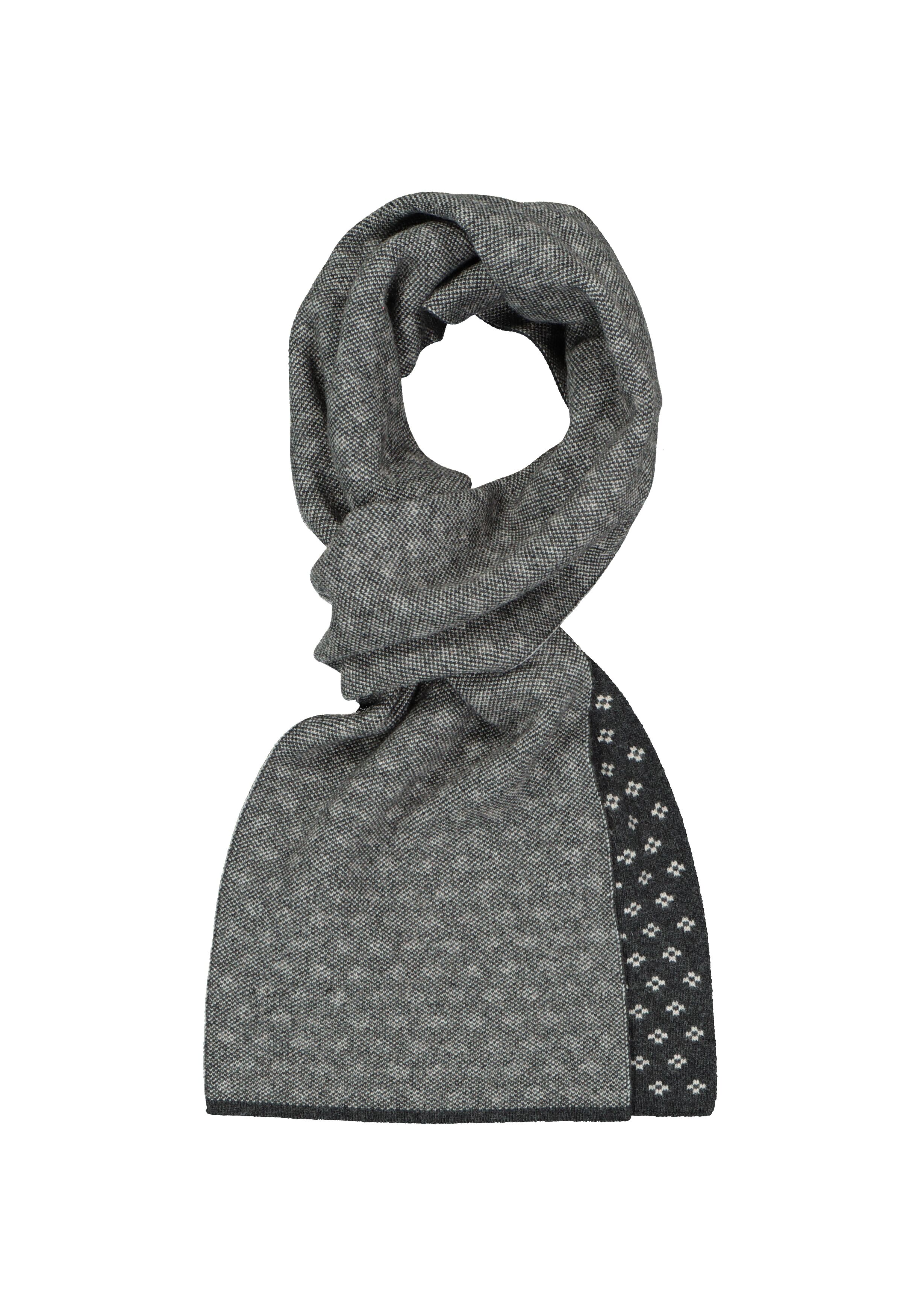 Set Profuomo sjaal met muts, antraciet grijs dessin met muts, in cadeaubox