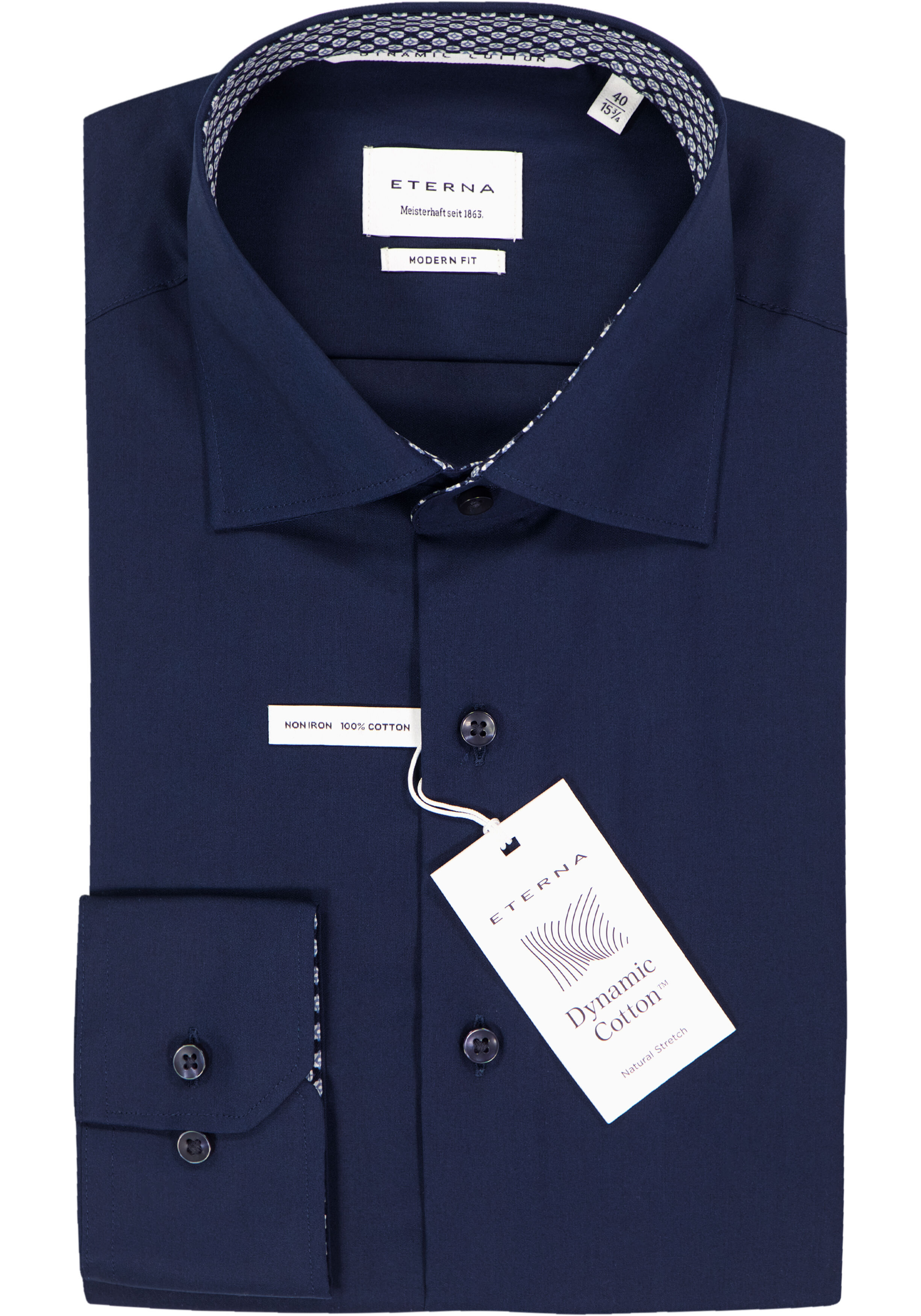 ETERNA modern fit overhemd, popeline, donkerblauw