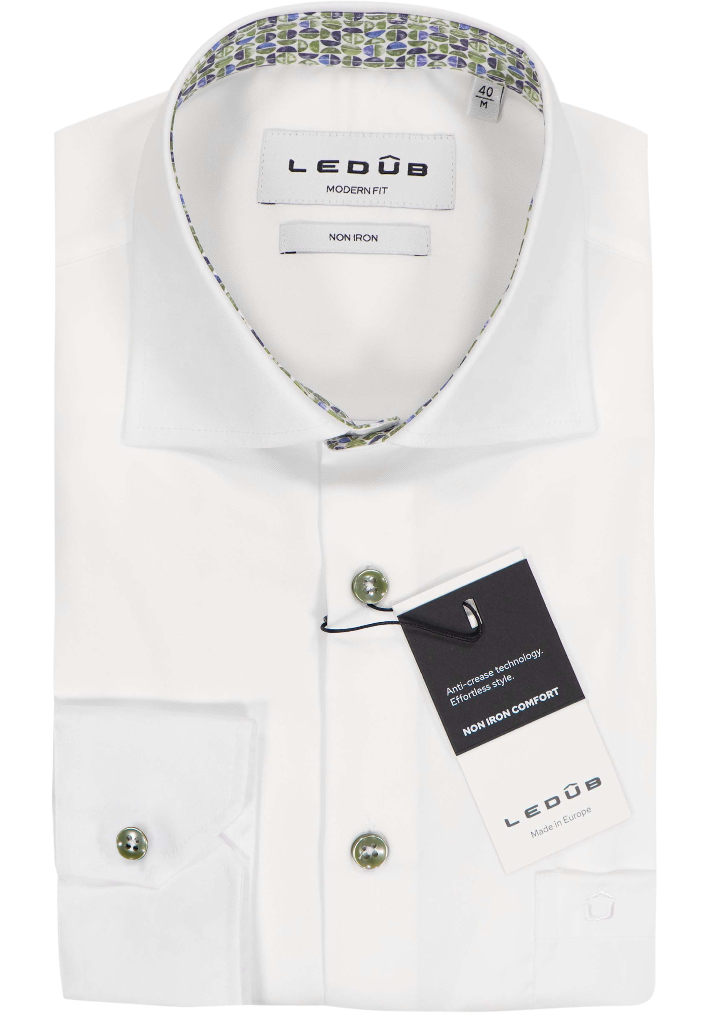 Ledub modern fit overhemd, popeline, wit