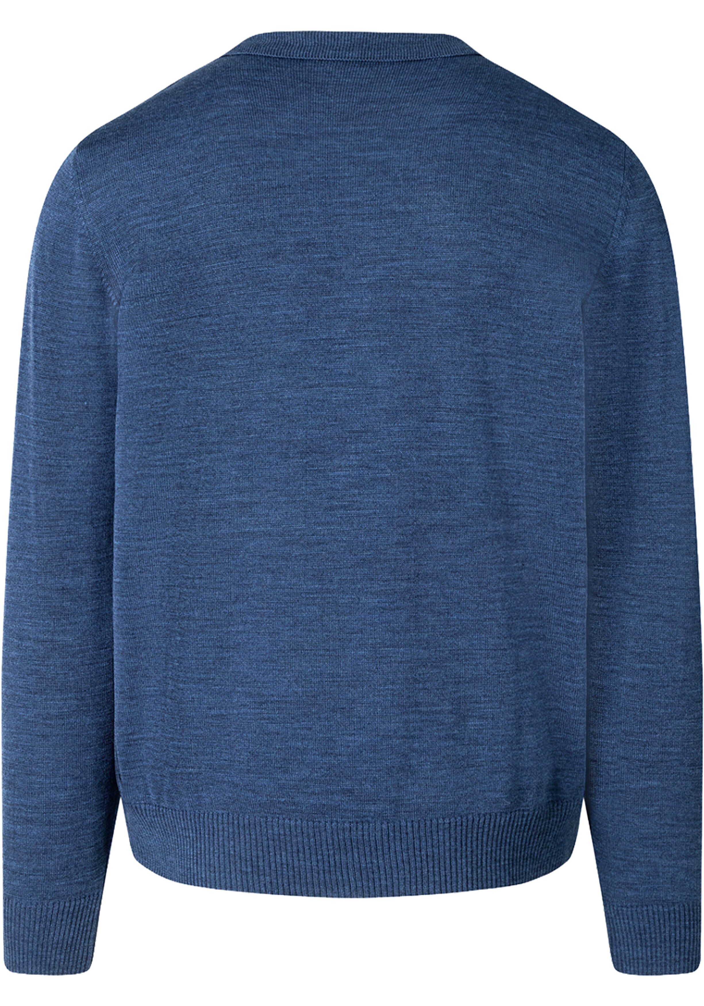MAERZ Classic Fit heren trui met polokraag wol, middenblauw
