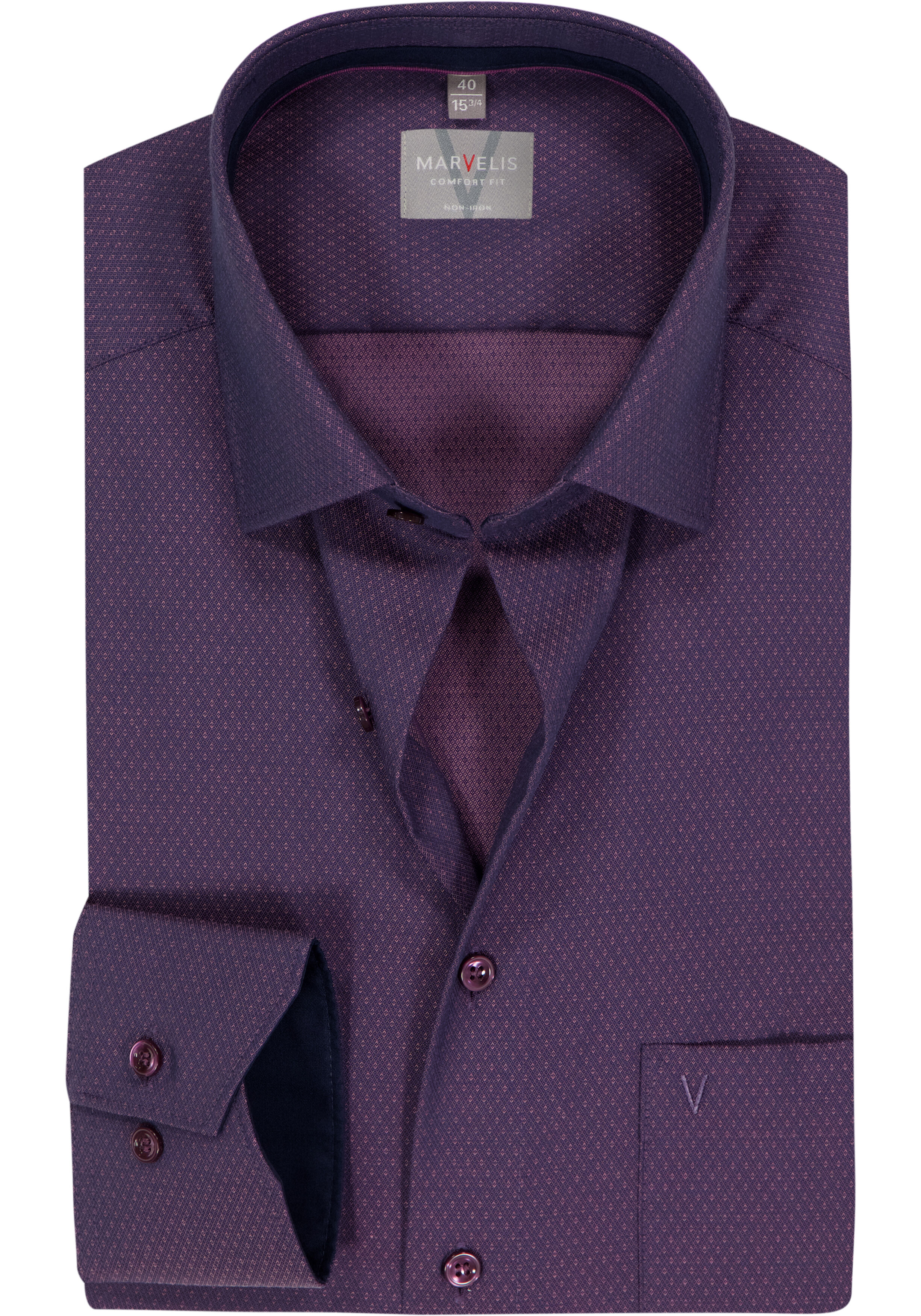 MARVELIS comfort fit overhemd, structuur, paars