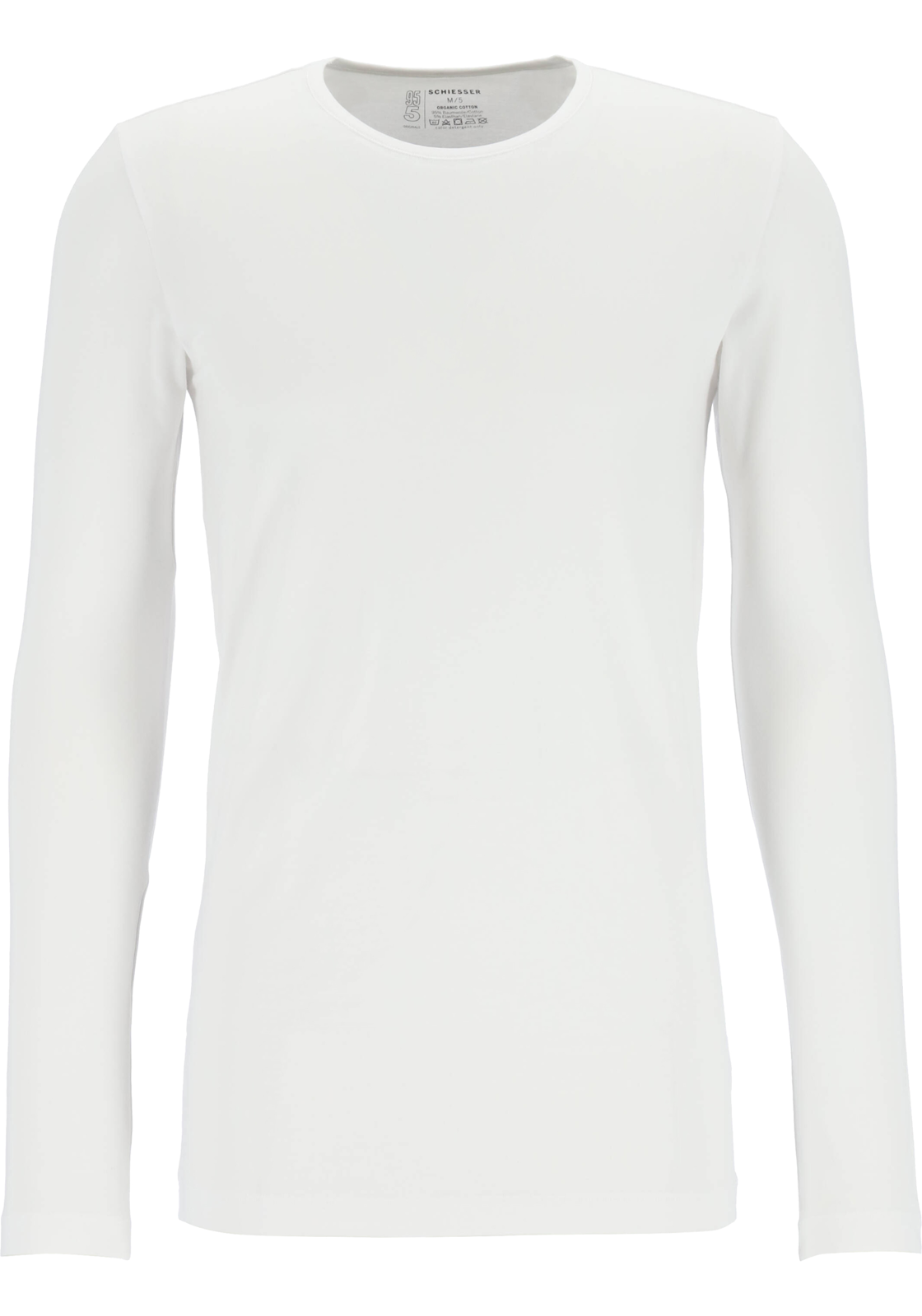 1-4007065794444-SCHIESSER_173812100_TS_wit_4foto_HR SCHIESSER 95/5 Originals T-shirt (1-pack), O-hals lange mouw, wit