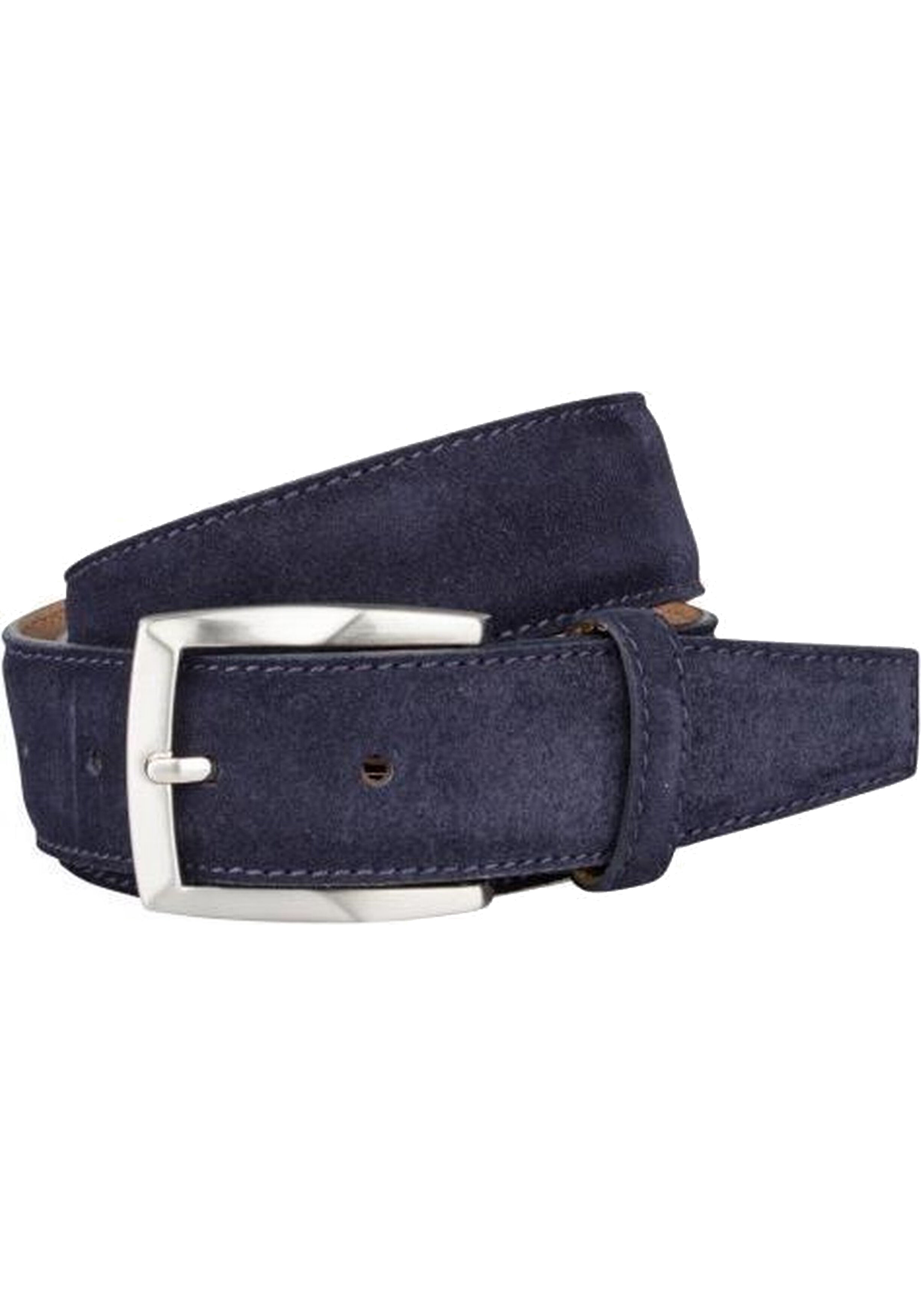 LINDENMANN suede leren heren riem, marine blauw
