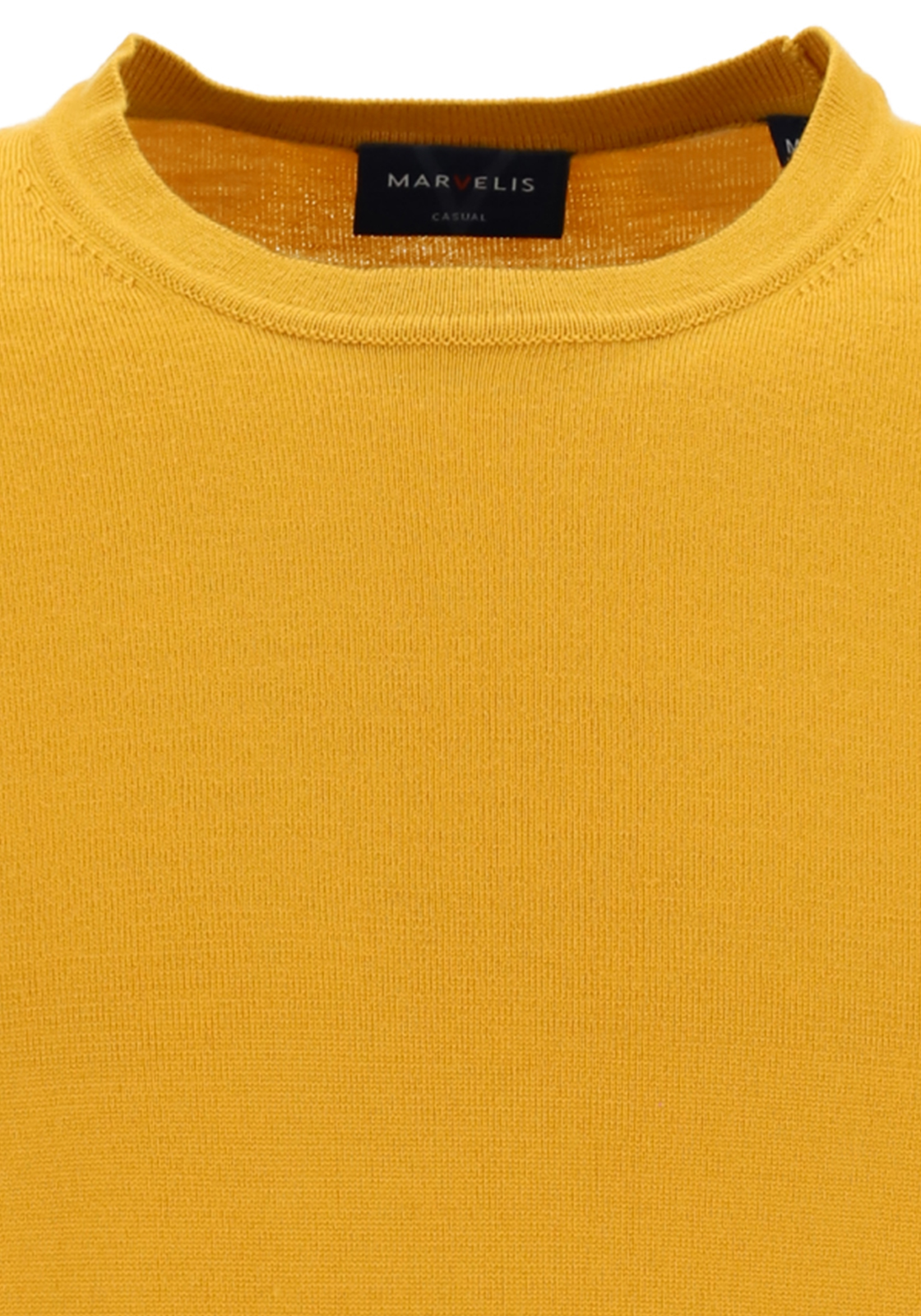 04-4062534754398-Marvelis-Marvelis_TR_geel_63212554_4fotos_HR MARVELIS modern fit trui wol, O-hals, okergeel