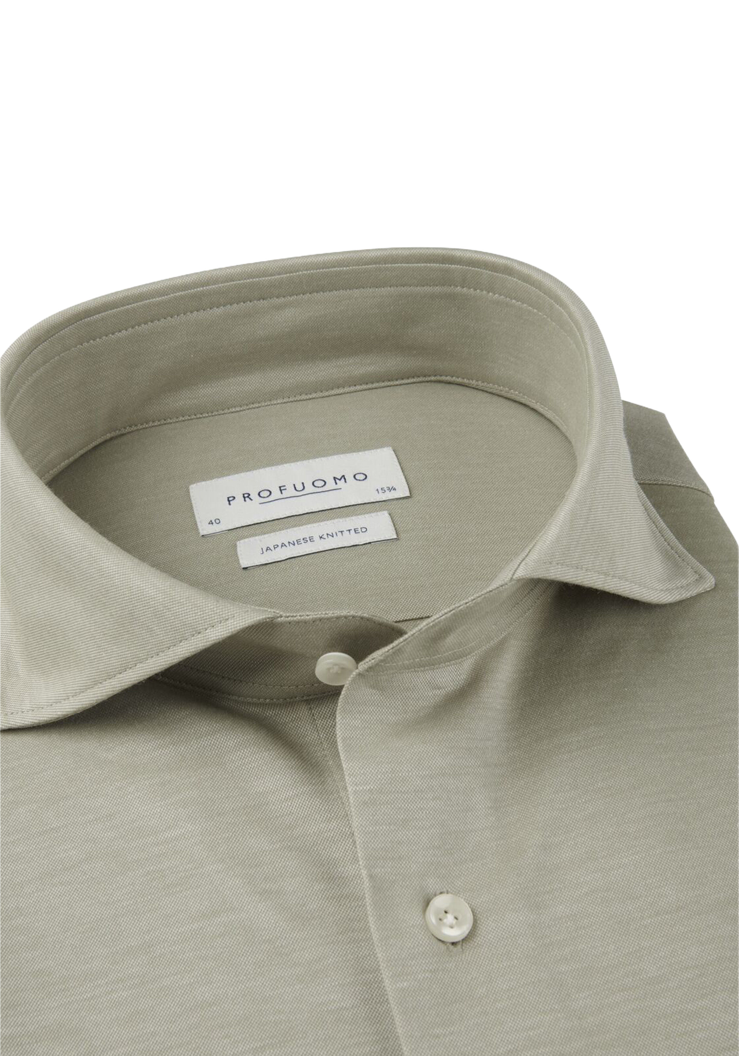 Profuomo slim fit heren overhemd, jersey, groen