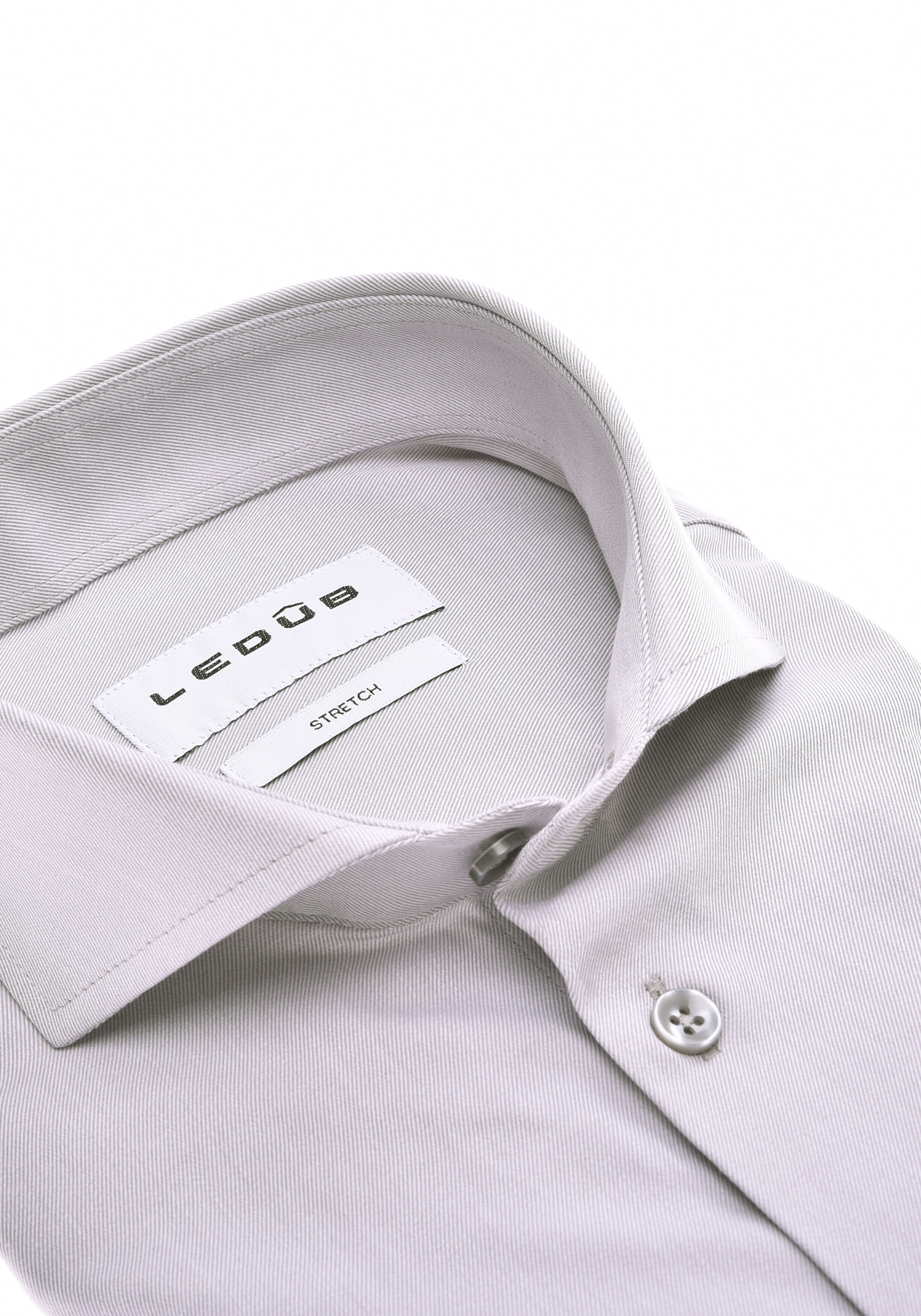 Ledub slim fit overhemd, popeline, lichtgrijs