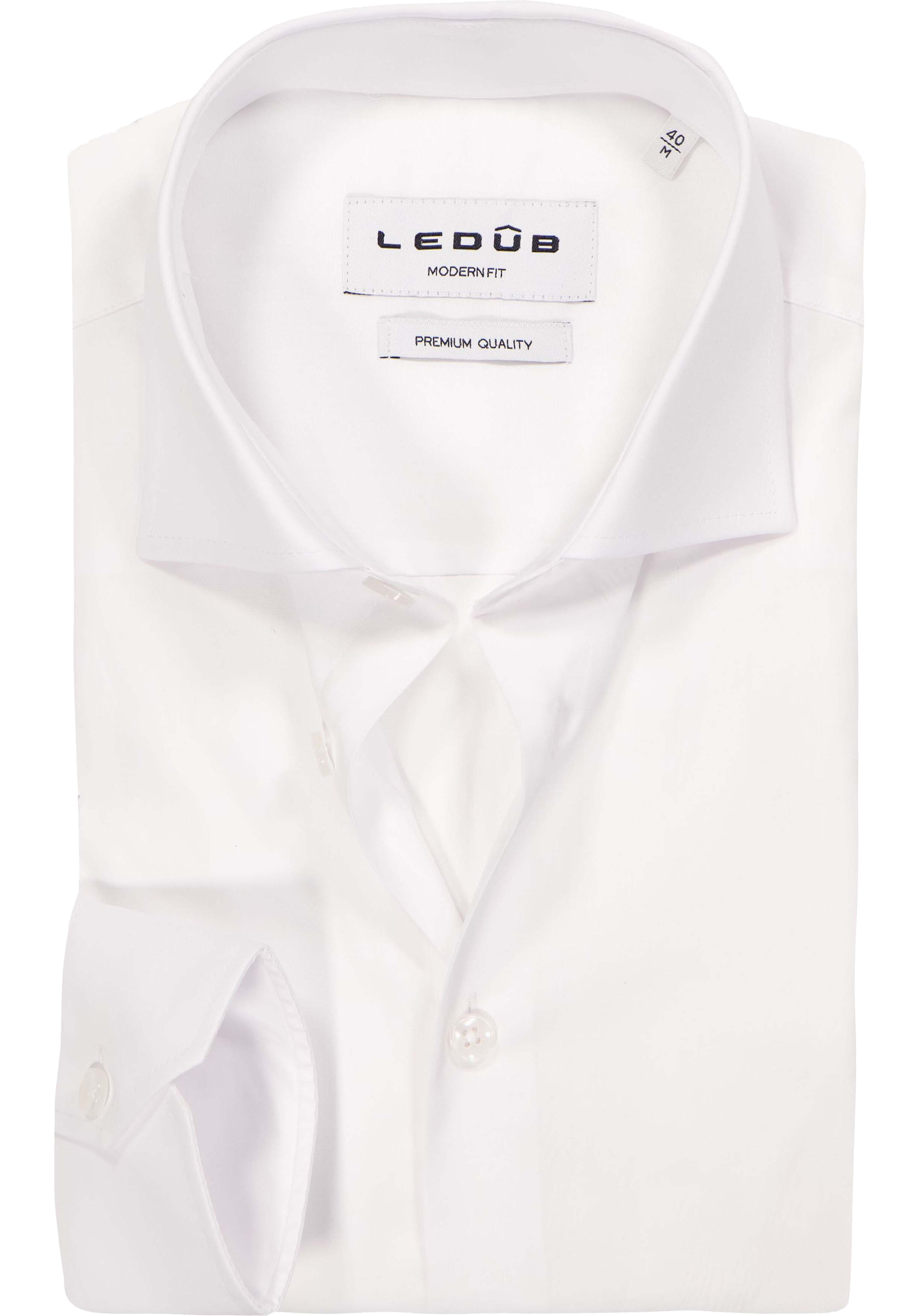 Ledub modern fit overhemd, popeline, wit