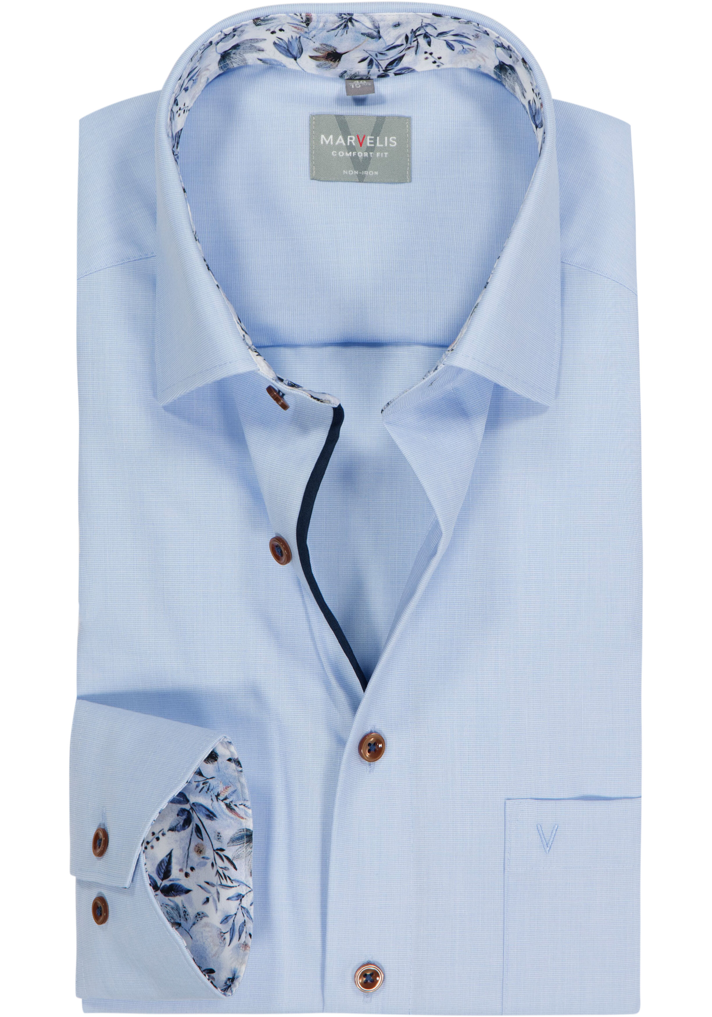 MARVELIS comfort fit overhemd, fil a fil, lichtblauw