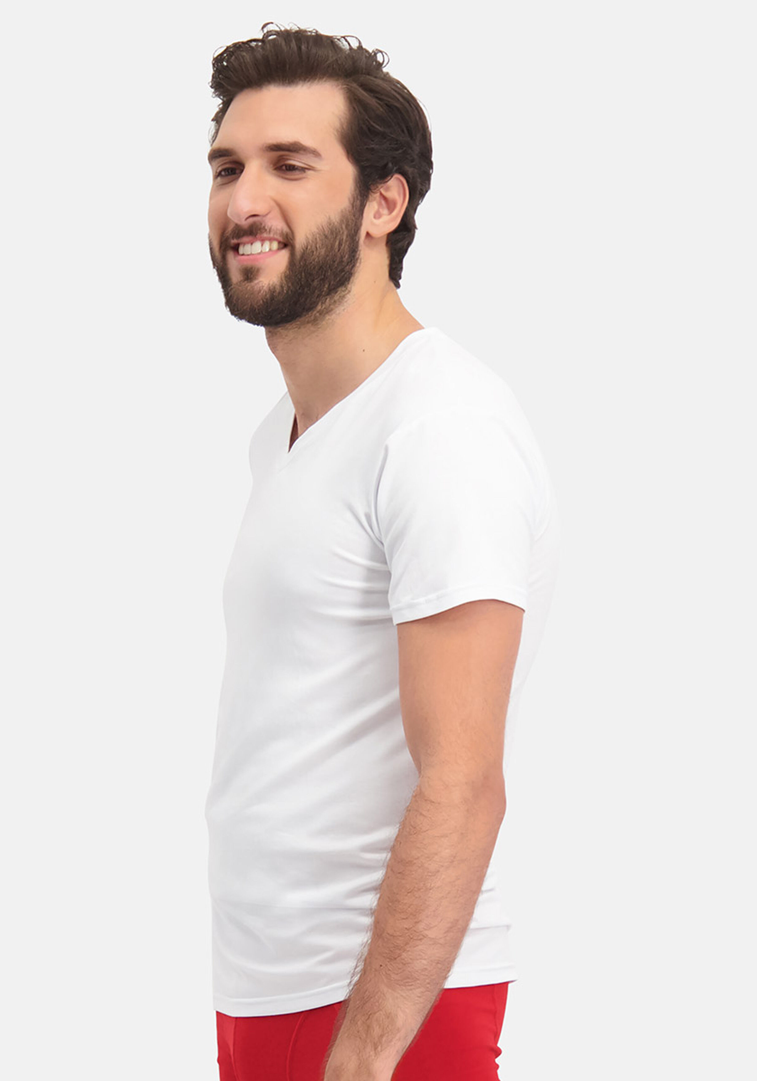 Bamboo Basics Velo V-neck T-shirt (2-pack), heren T-shirt V-hals, wit