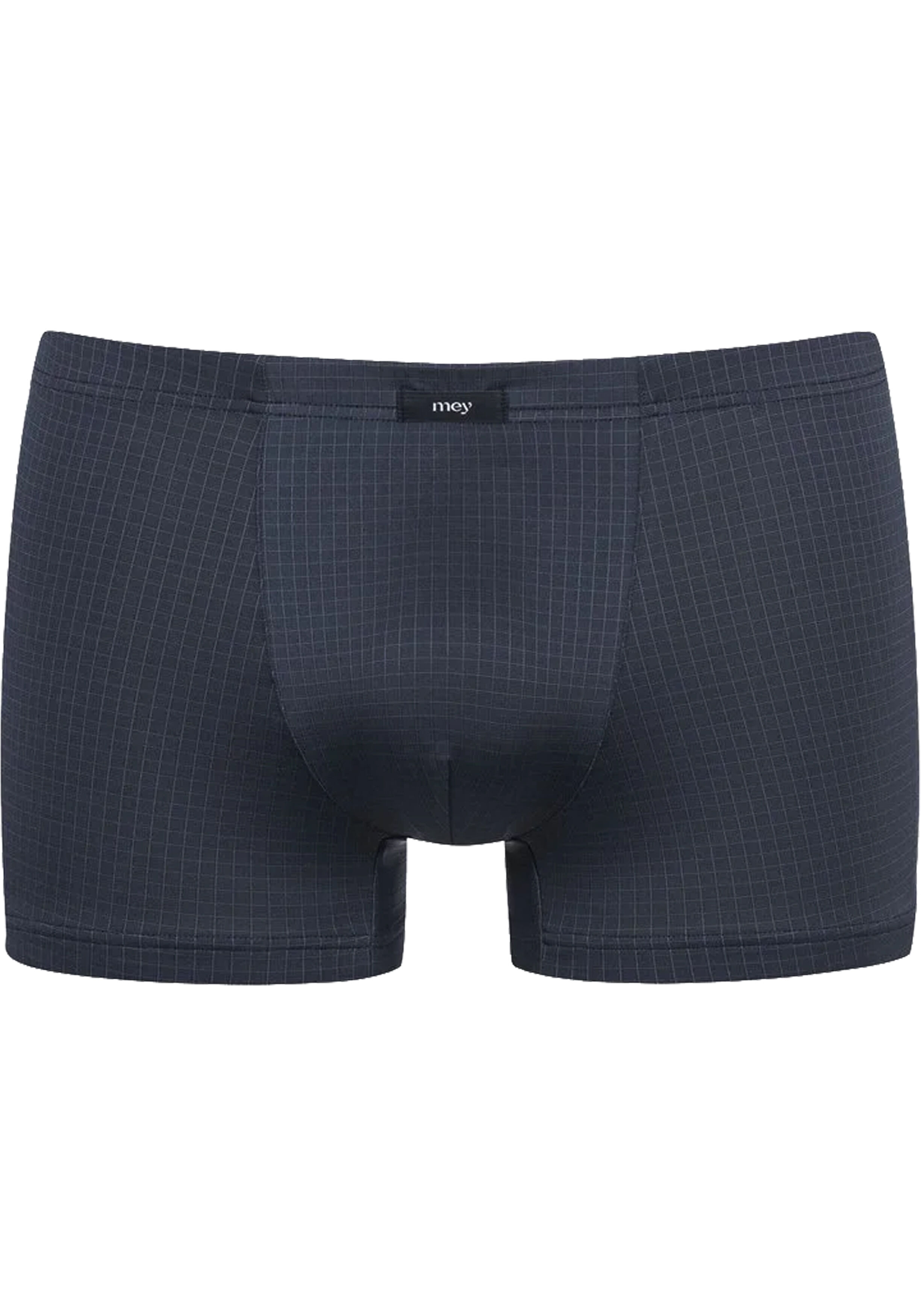 Mey heren shorty Blue Check, boxers kort, donkerblauw