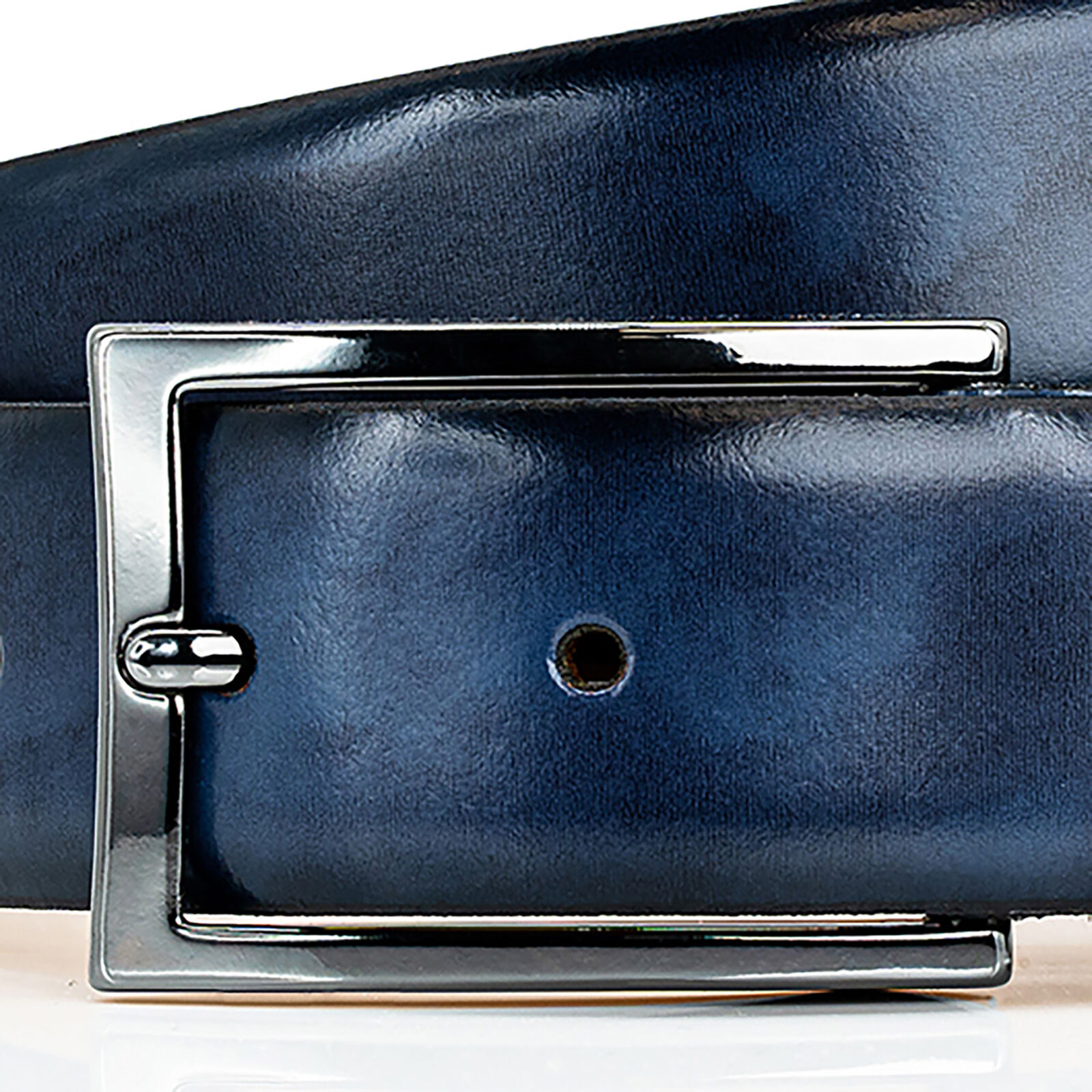 LINDENMANN leren heren riem, blauw