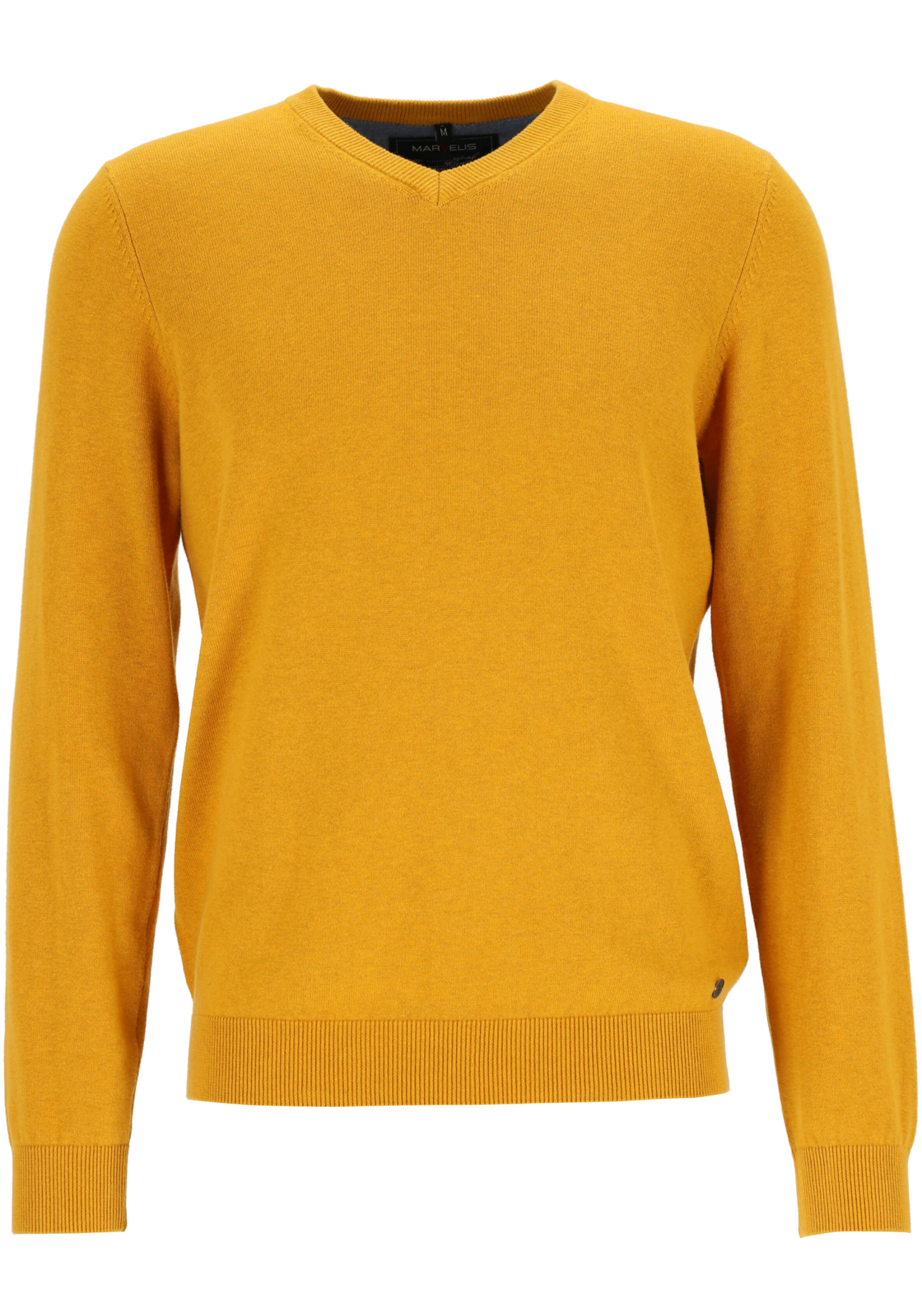 1-4055987813033-marvelis-Marvelis_kleur_trui_HR MARVELIS modern fit trui katoen, V-hals, okergeel