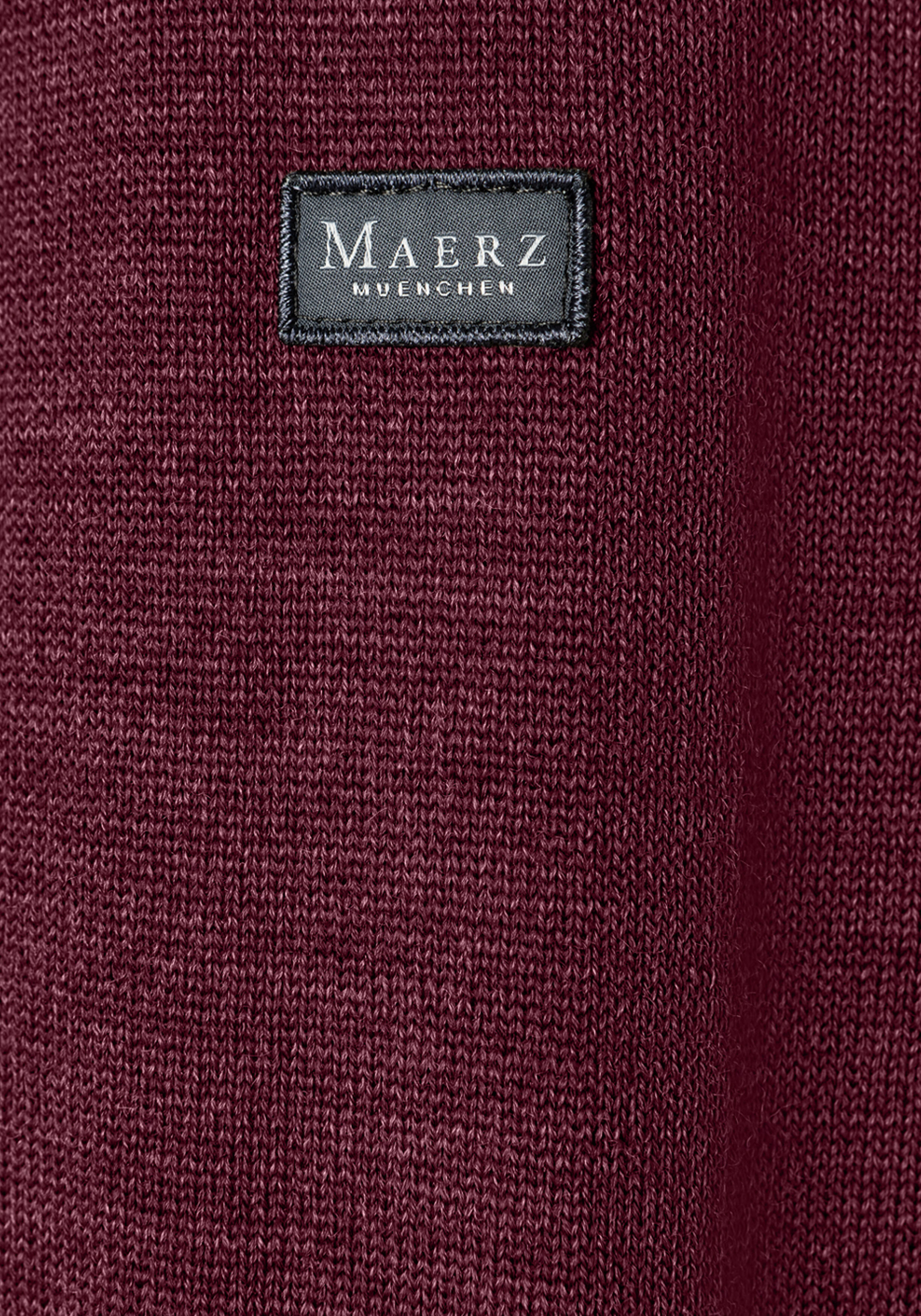 MAERZ Classic Fit heren trui met O-hals wol, bordeaux rood