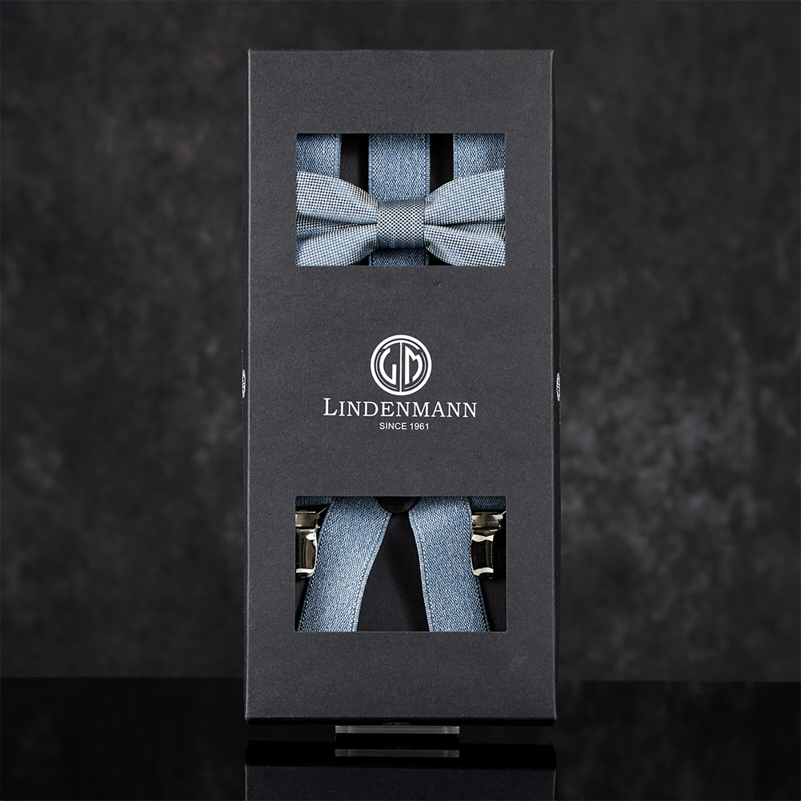 LINDENMANN heren bretels Y-vorm met strikje, blauw