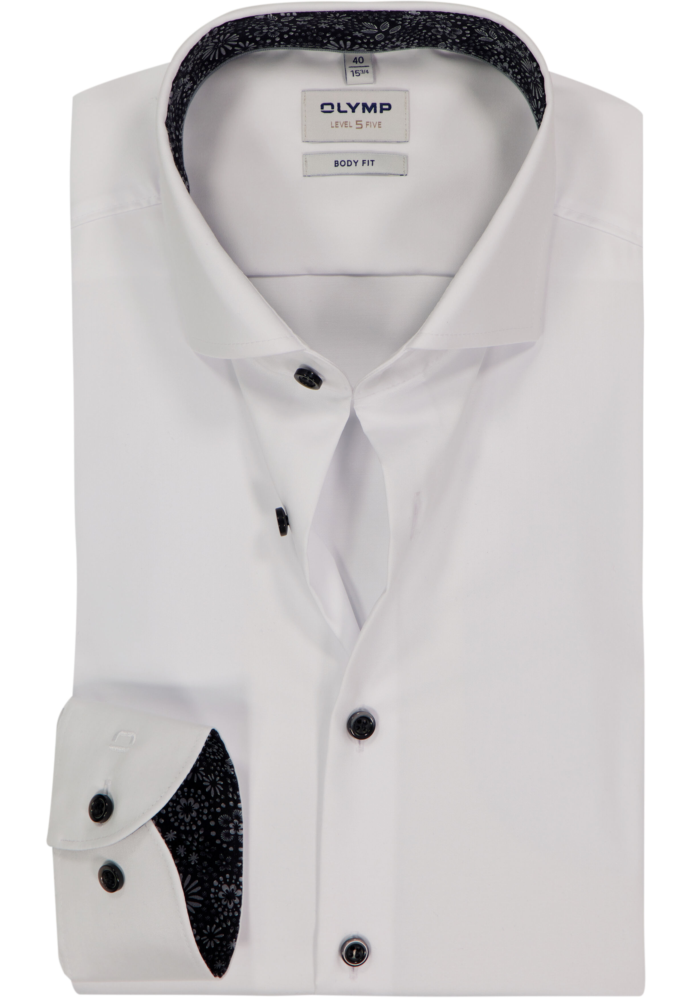 OLYMP Level 5 body fit overhemd, satijnbinding, zilvergrijs