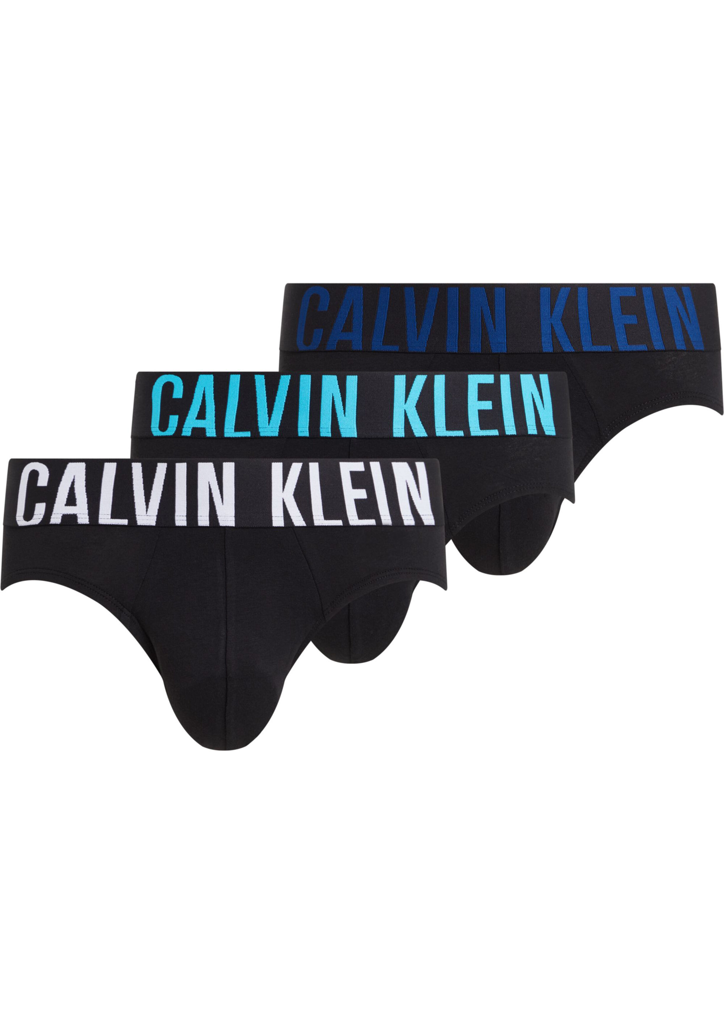Calvin Klein Hipster Briefs (3-pack), heren slips, zwart met gekleurde tailleband