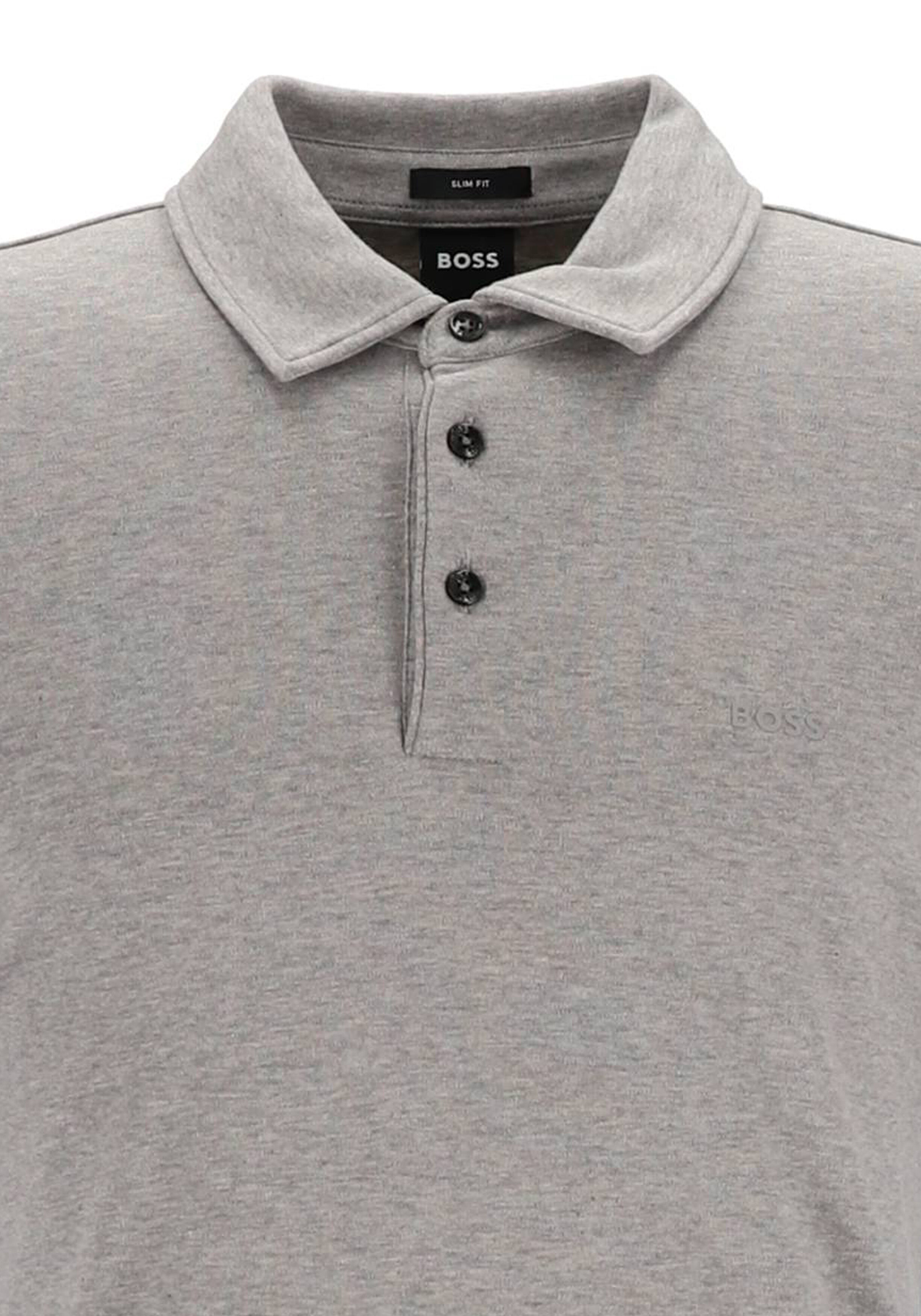 BOSS Palosh slim fit heren polo, pique, zilver